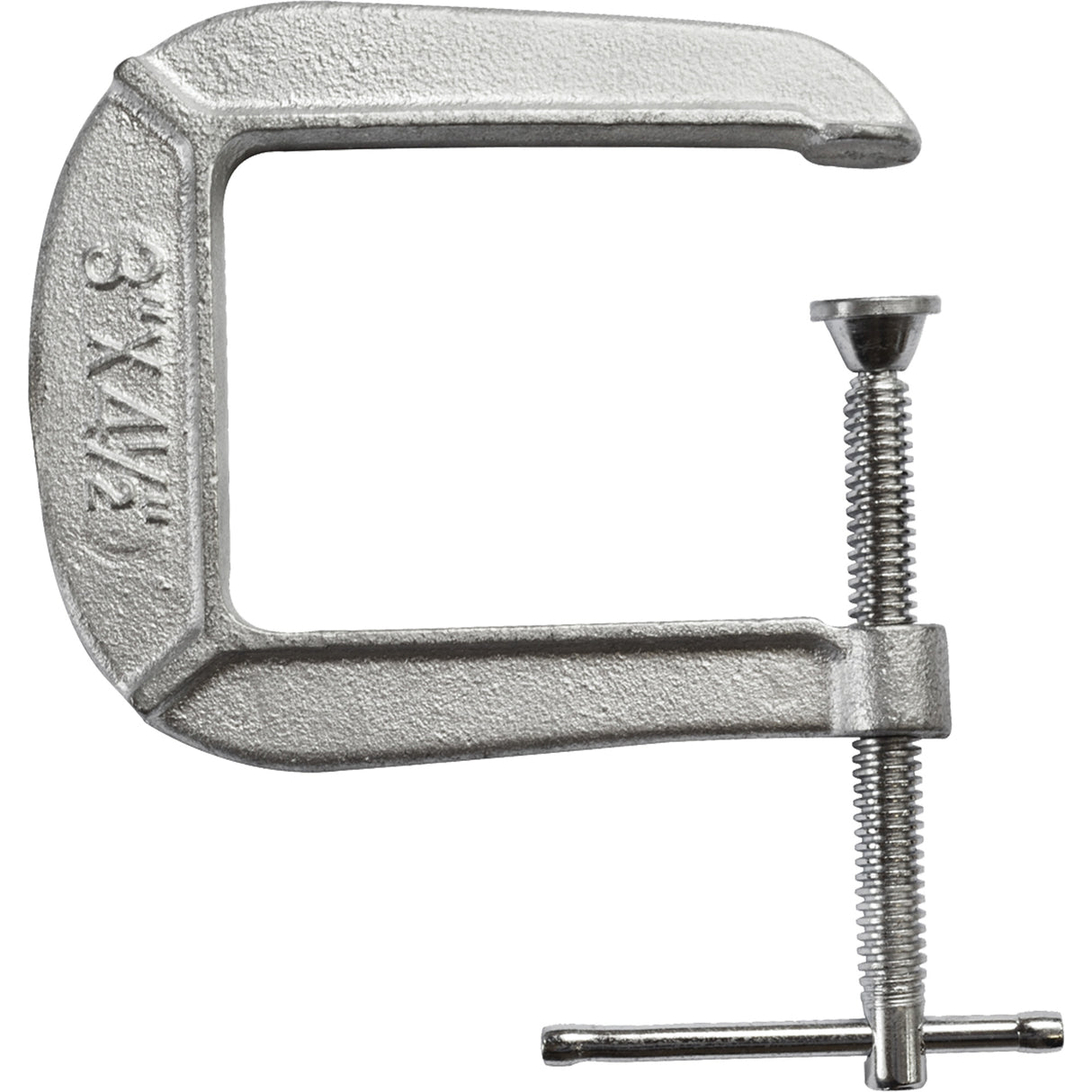 Light-Duty C-Clamp, 3" (76 mm) Capacity, 4-1/2" (114 mm) Throat Depth