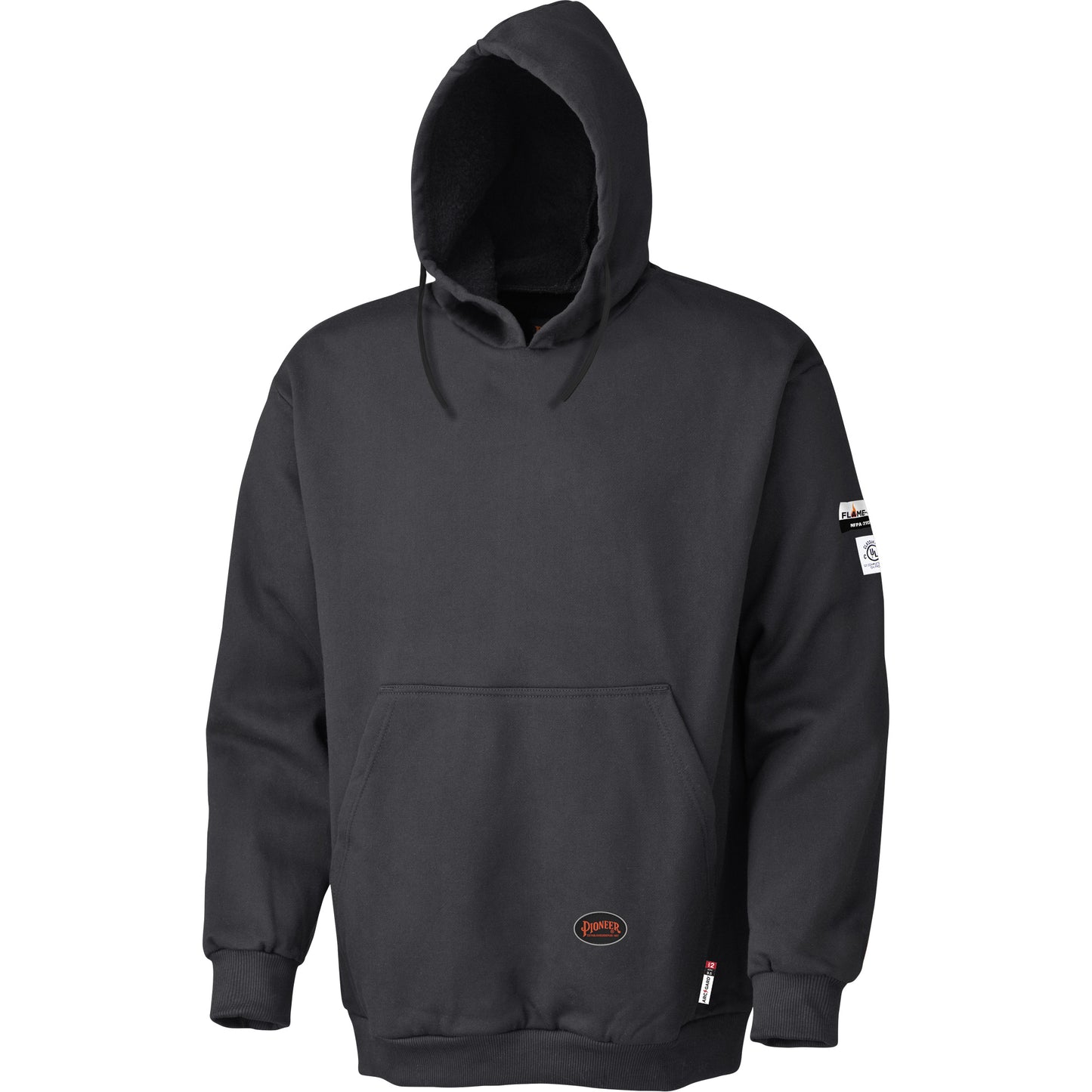 Pioneer 335 Flame-Resistant Pullover Hoodie, Men's, X-Large, Black, 22 cal/cm²