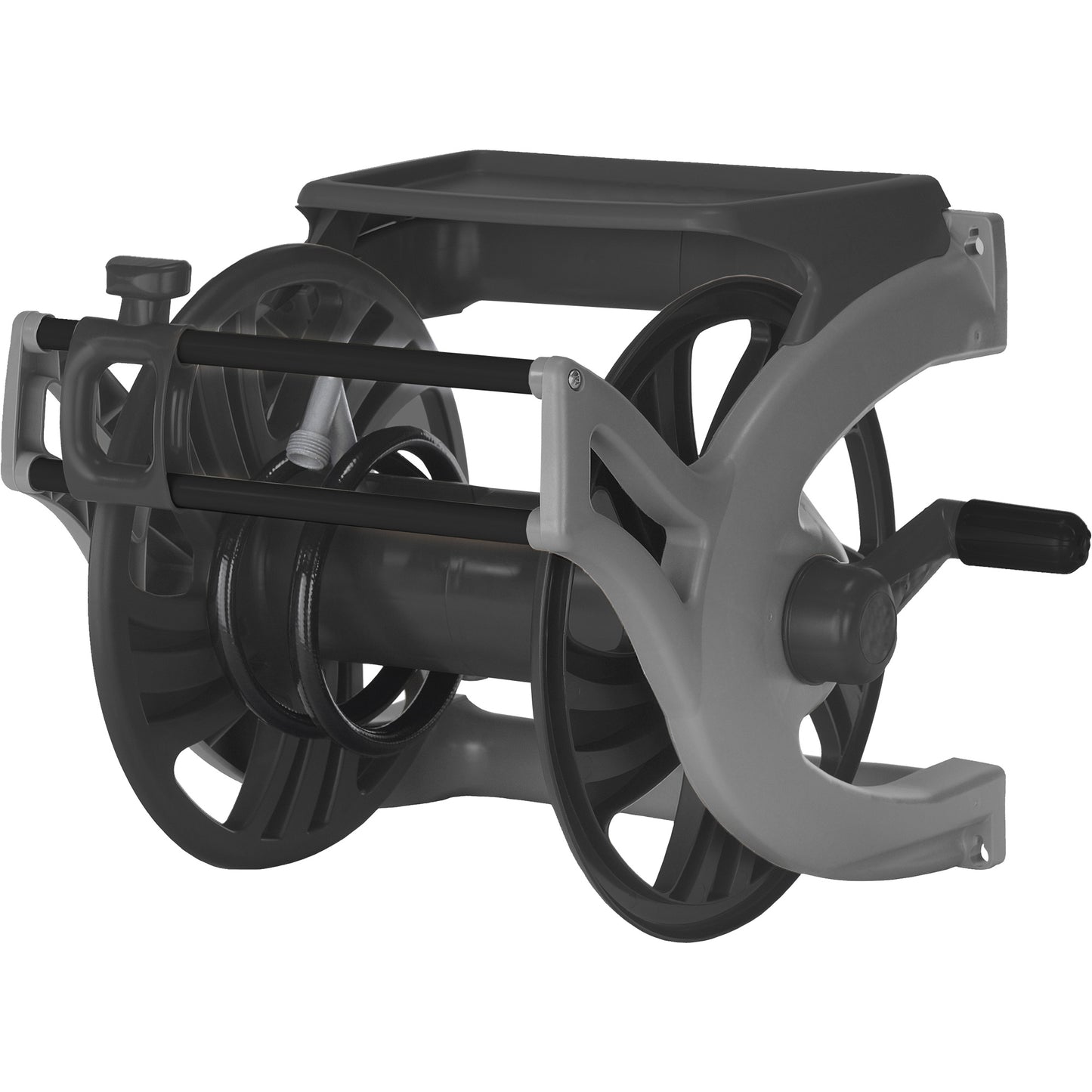 Deluxe Wall-Mount Hose Reel, 225', Aluminum/Poly-Plastic