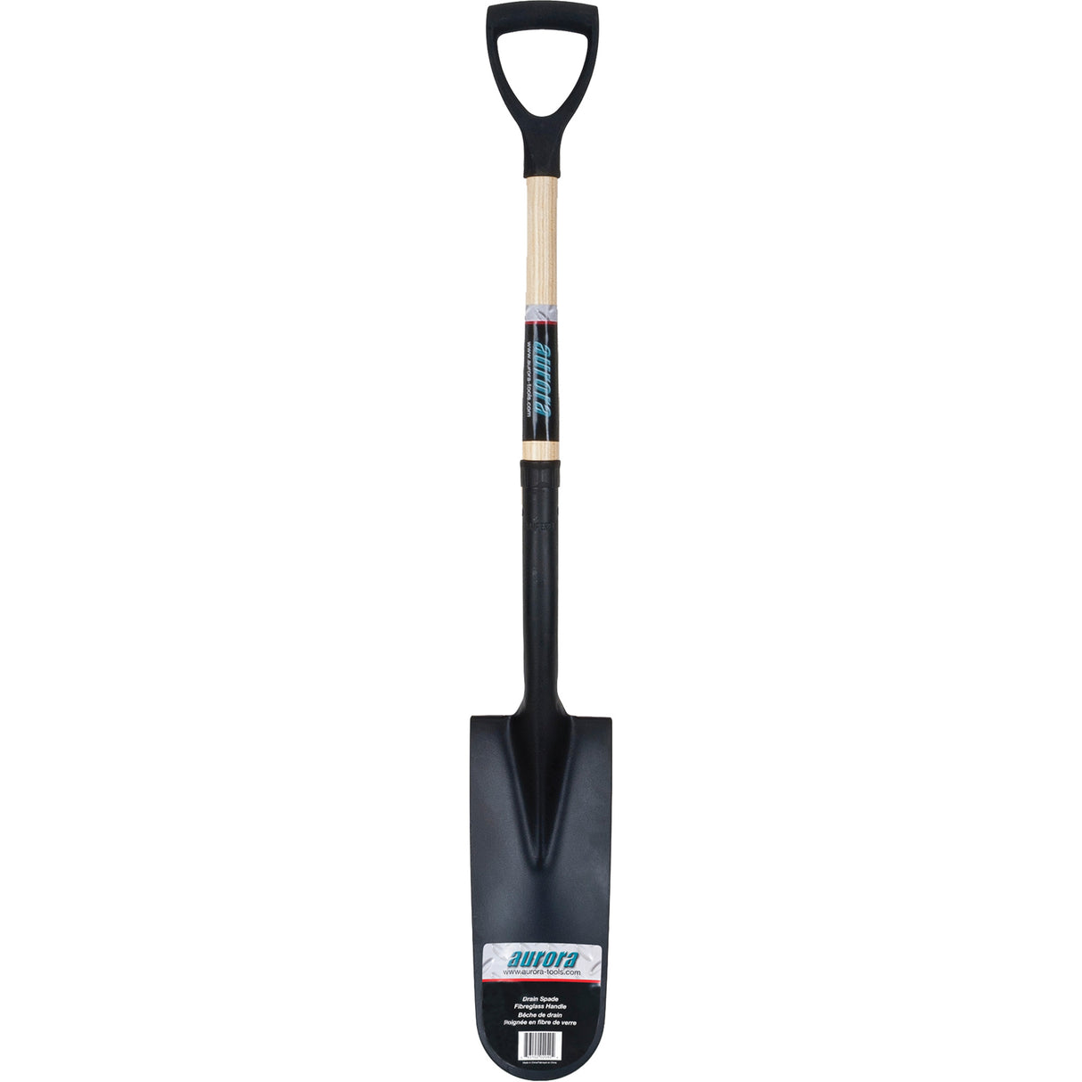 Drain Spade Shovel, Tempered Steel, 14" x 6" Blade, 30" L, D-Grip Handle