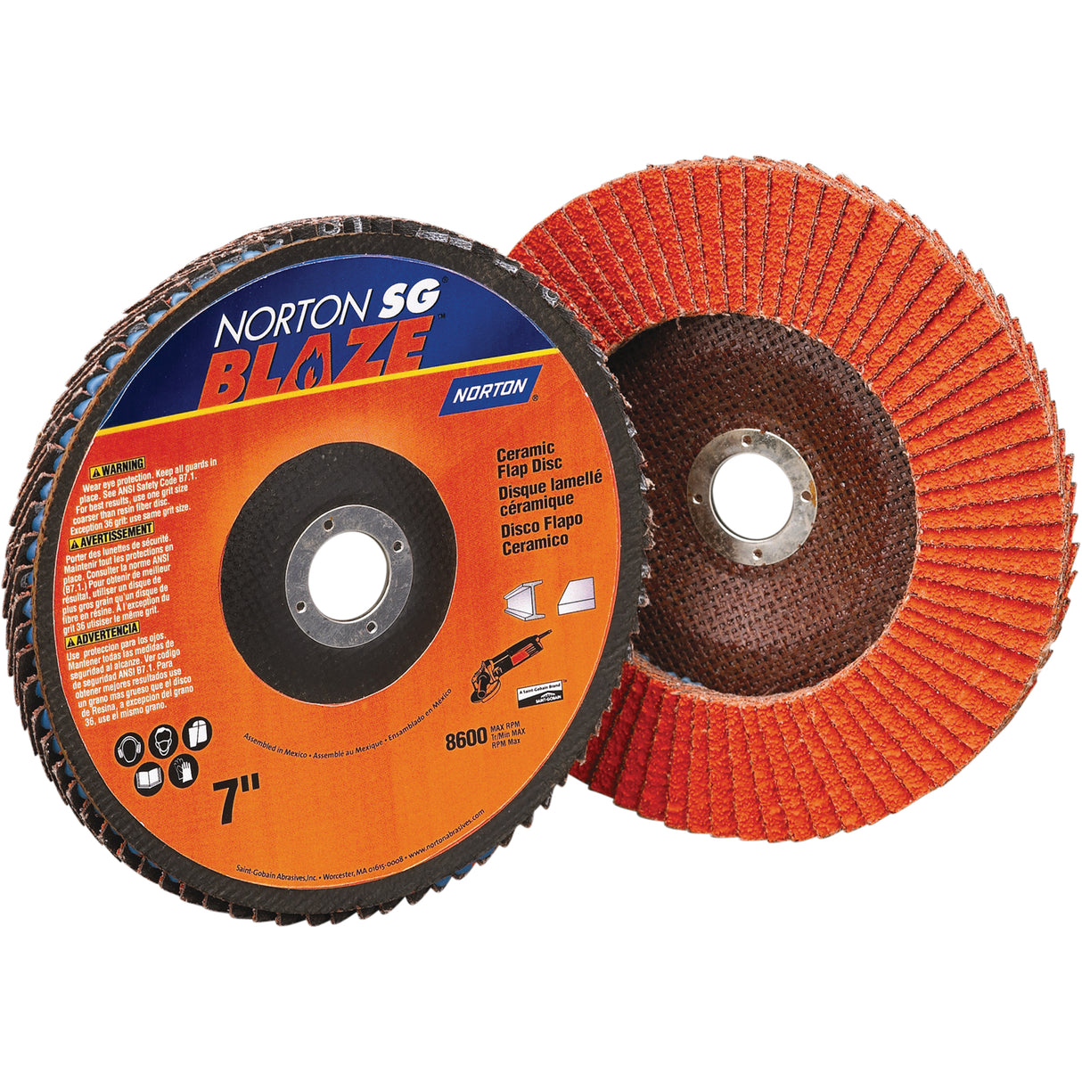 Flap Wheels- Sg Blaze R980, 5" x 7/8", Type 29, 40 Grit, Ceramic