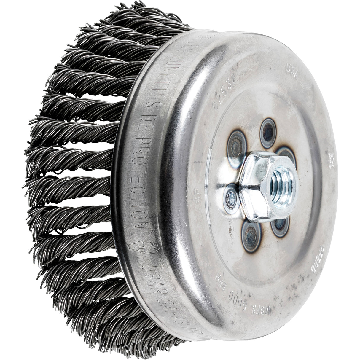 Knot Cup Brush, 4" Dia. x 5/8"-11 Arbor