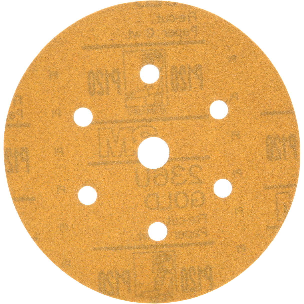 Hookit™ Dust-Free Sanding Disc, 6" Dia., P120 Grit, Aluminum Oxide, C-Weight