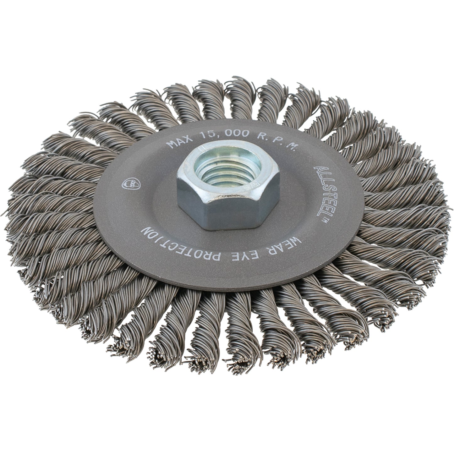 AllSteel™ Stringer Bead Wire Brush, 4-1/2" Dia., 0.02" Fill, 5/8"-11 Arbor, Steel