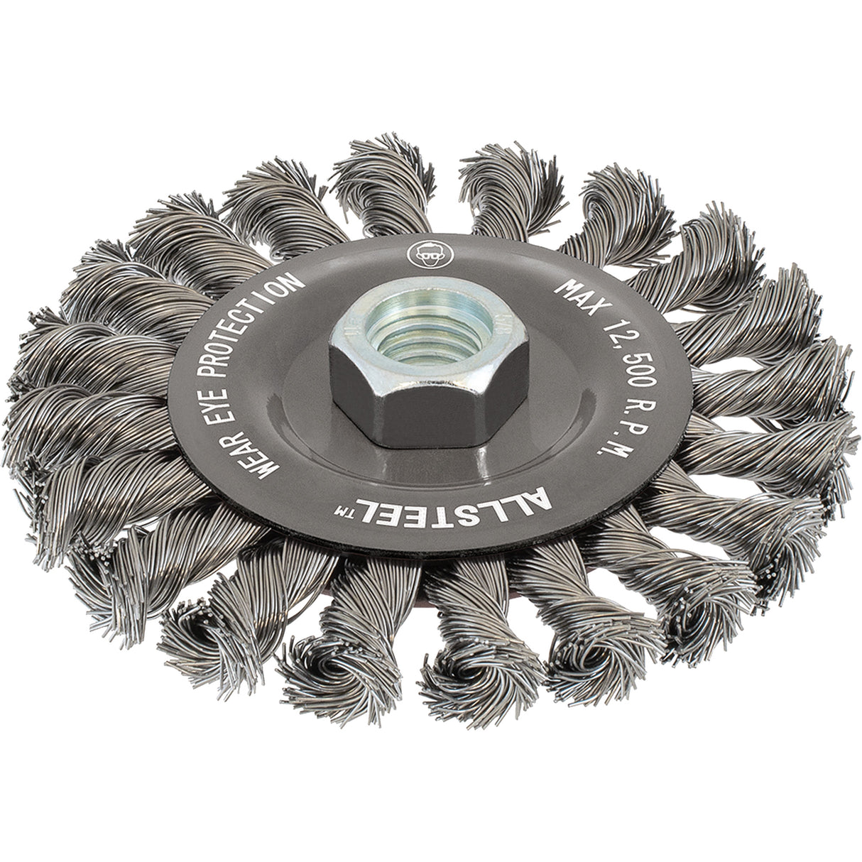 AllSteel™ Wire Brush, 6" Dia., 0.02" Fill, 5/8"-11 Arbor, Steel
