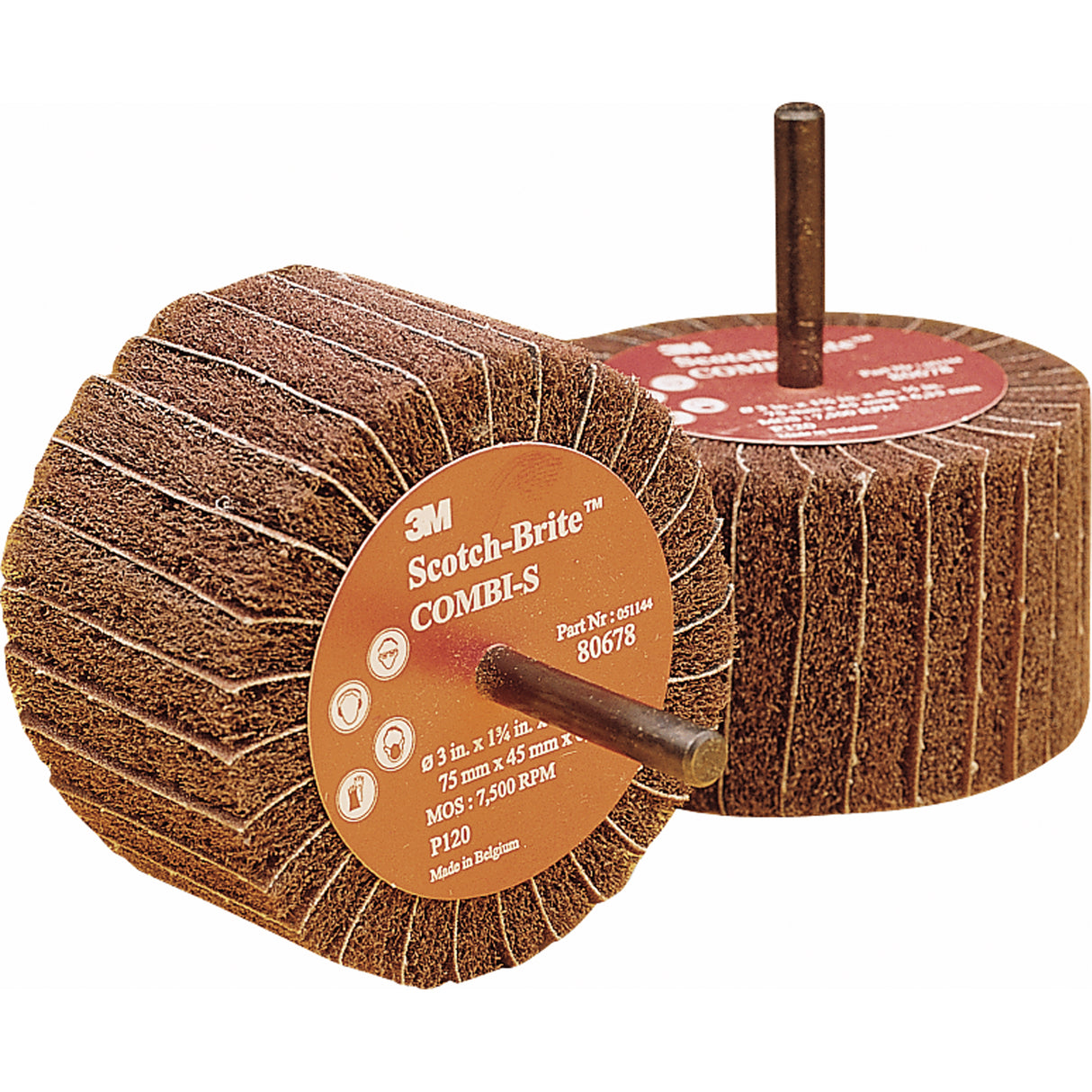 Combi Wheels, 3" Dia. x 1-3/4" W, 1/4" Arbor, Aluminum Oxide