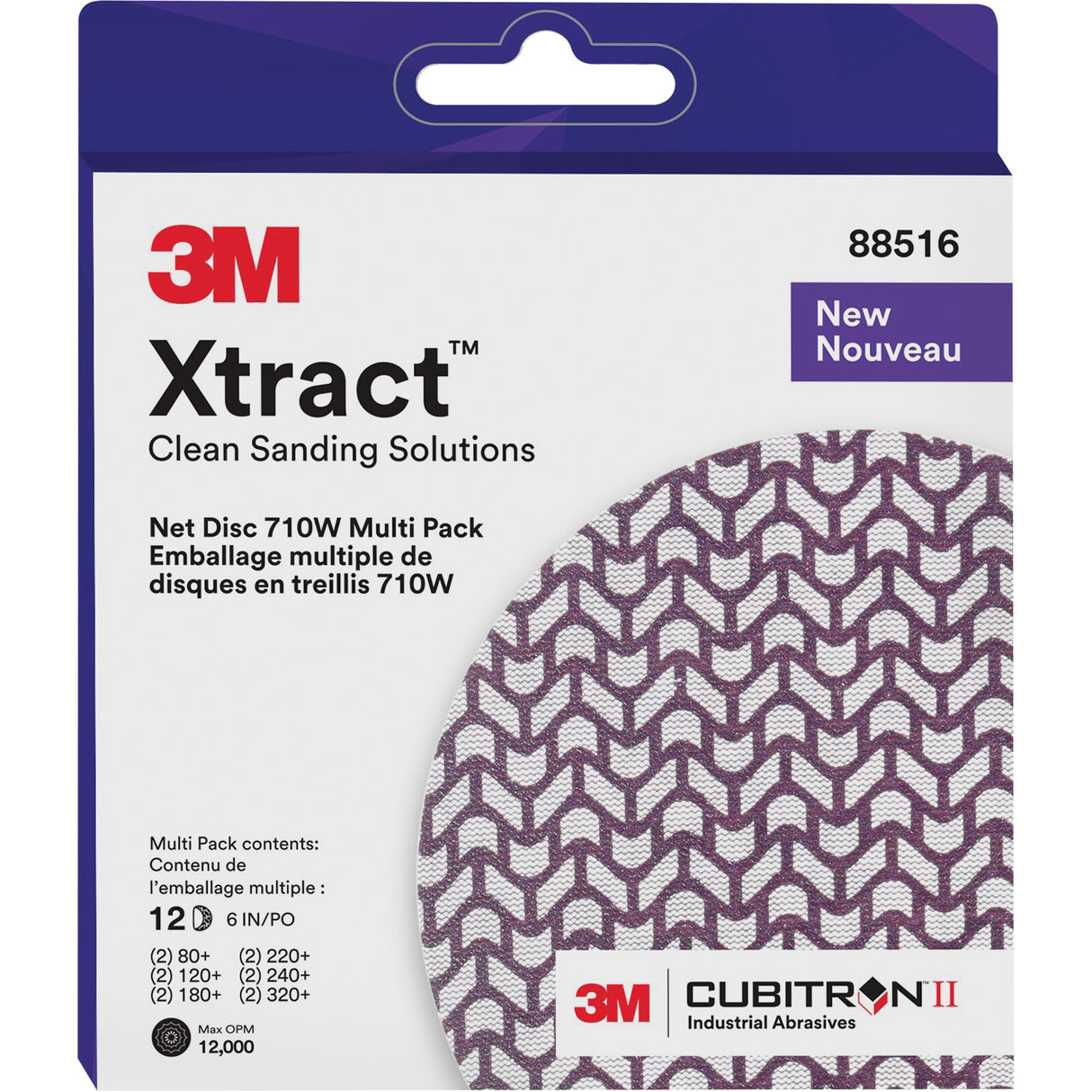 Xtract™ Cubitron™ II Net Disc 710W Assorted Pack, 6" Dia., 80+/120+/240+/220+/320+/180+ Grit, Ceramic