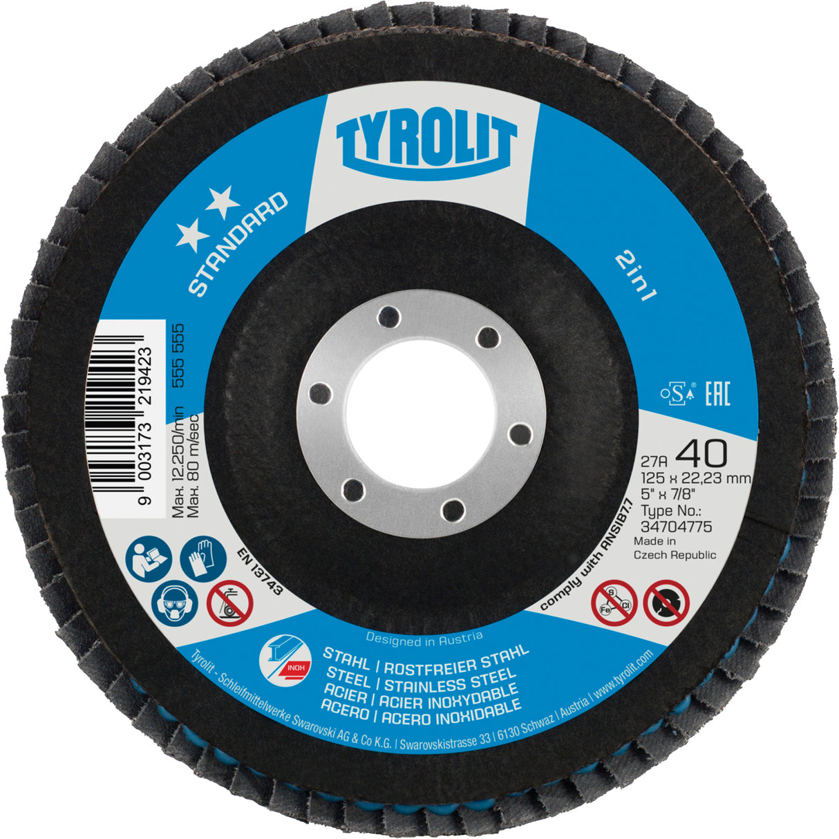 2-in-1 Flap Disc, 5" x Type 27A, 60 Grit