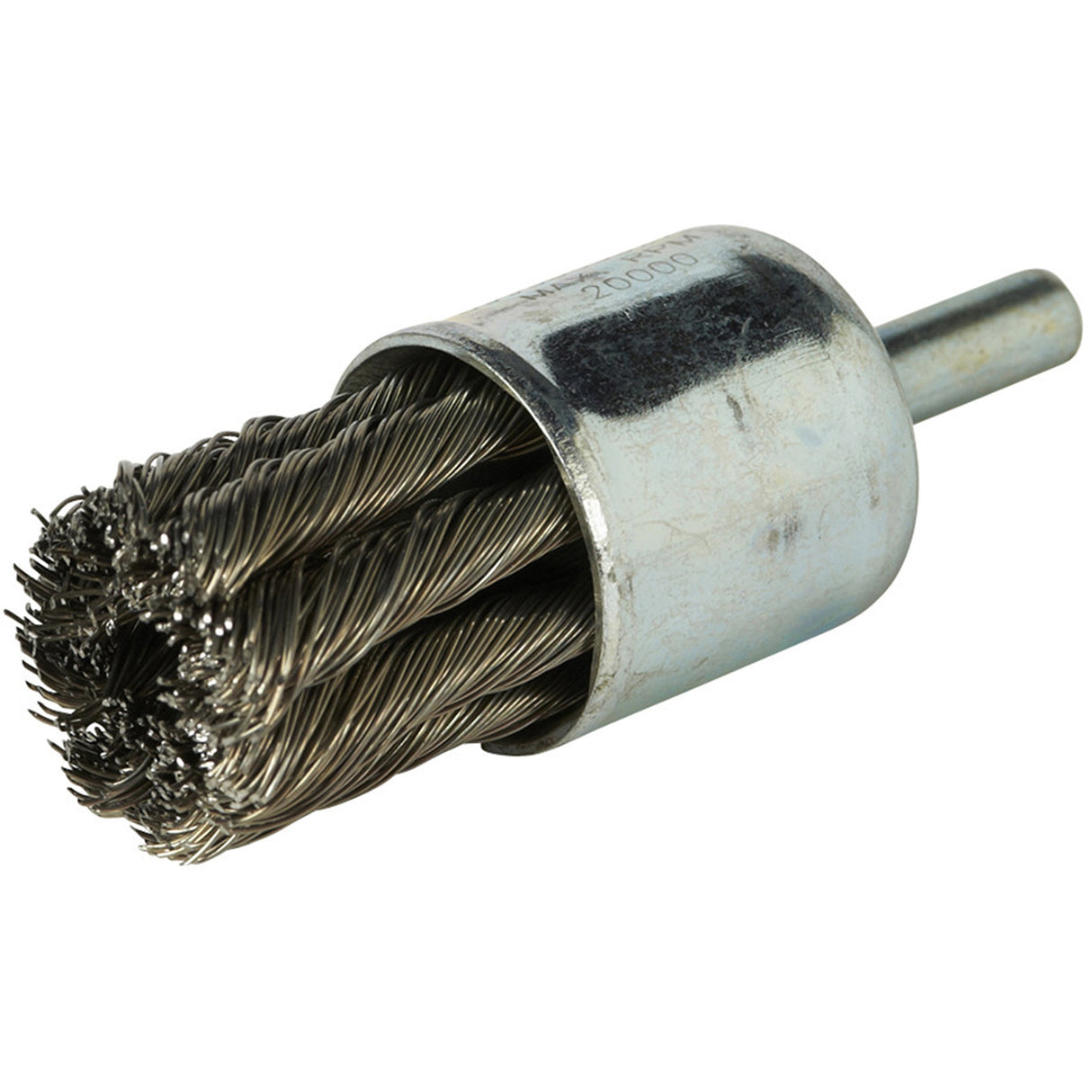 Stem Mounted Knotted Wire Brush, 3/4" Dia. x 1/4" Arbor