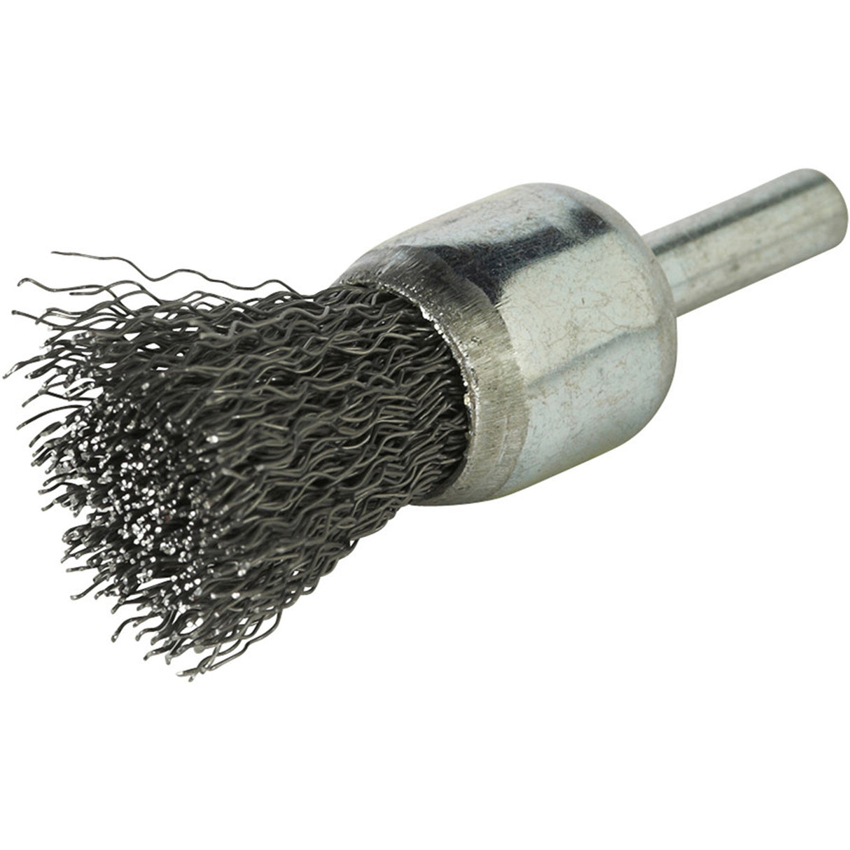Stem Mounted Crimped Wire Brush, 1", 0.020" Fill, 1/4" Shank