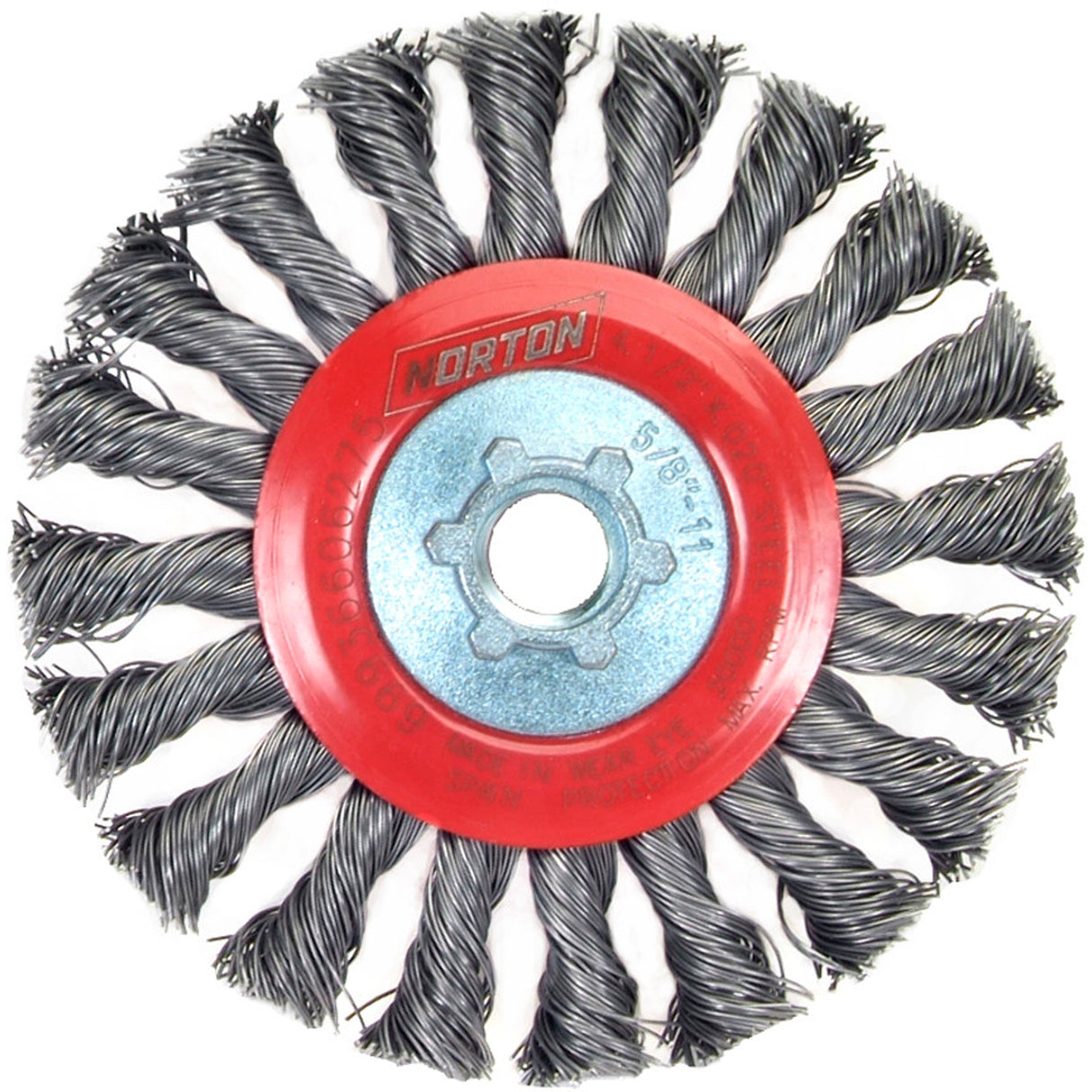 Standard Twist Wire Wheel, 4-1/2" Dia., 0.02" Fill, 5/8"-11 Arbor, Steel