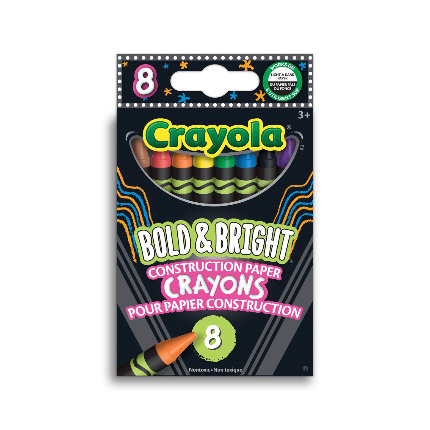 Crayola Bold & Bright Construction Paper Crayons, 8 Count (Case of 48)