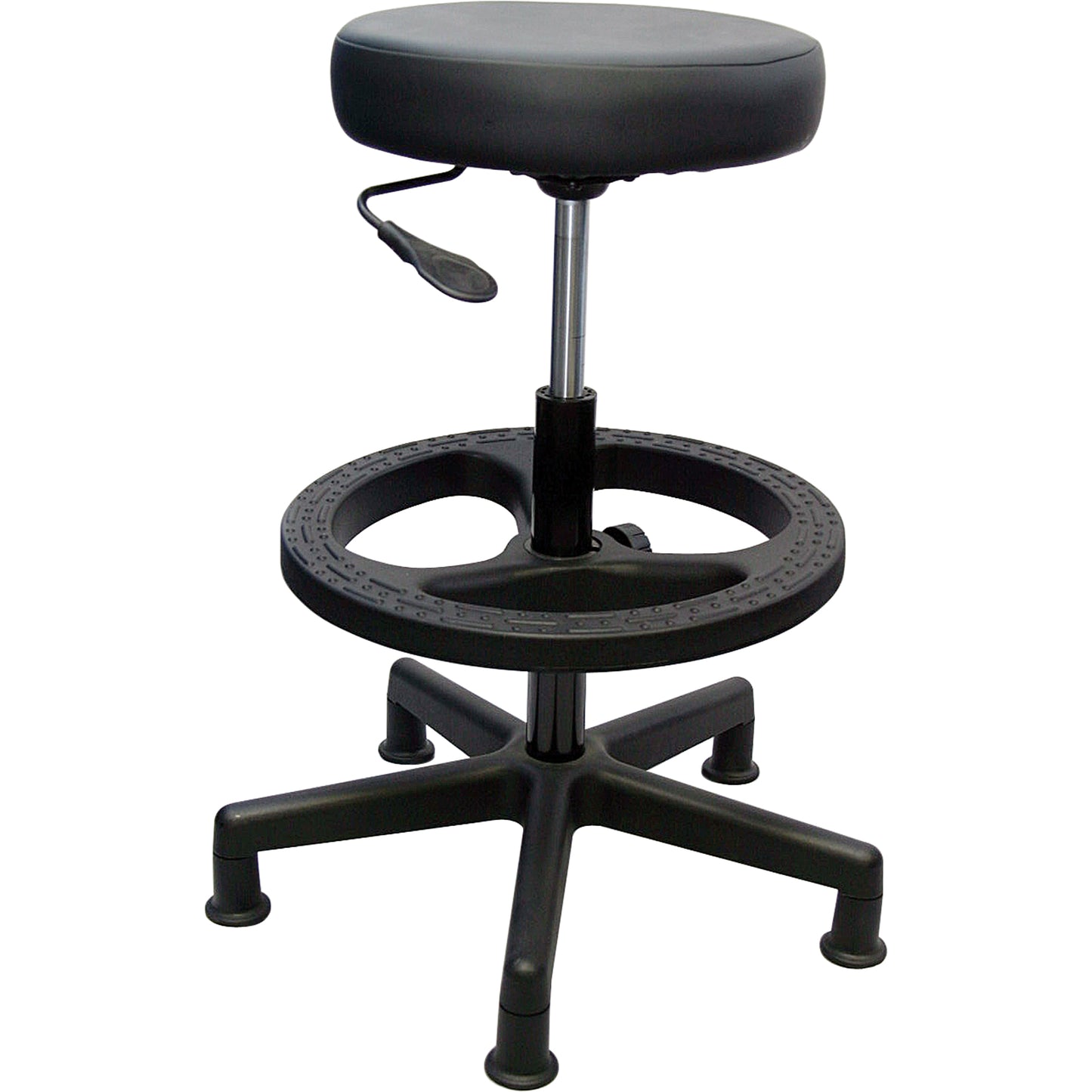 900 Series Task Stool, Stationary, Adjustable, 23" - 33", Vinyl Seat, Black