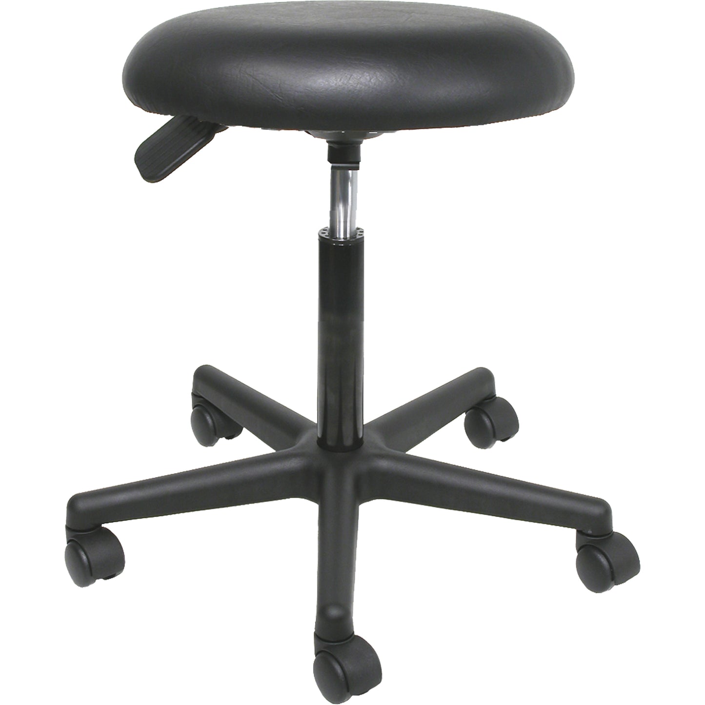 Pneumatic Swivel Stools, Mobile, Adjustable, 23-3/4", Vinyl Seat, Black