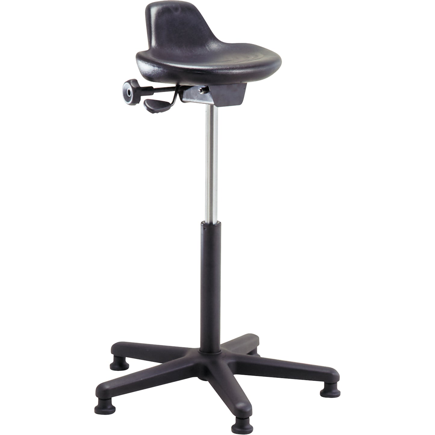 Shoptech Ergonomic Industrial Stools, Sit/Stand, Adjustable, 21" - 31", Polyurethane Seat, Black