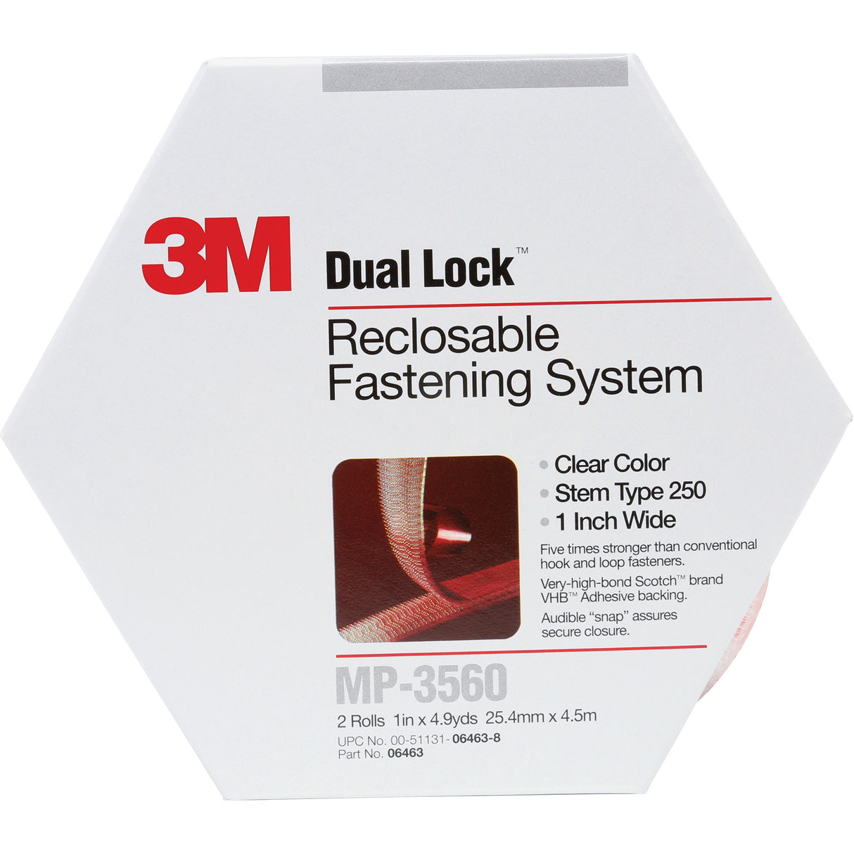 Dual Lock™ Reclosable Fastener, Self-Mating, 5 yds x 1", Adhesive, Clear