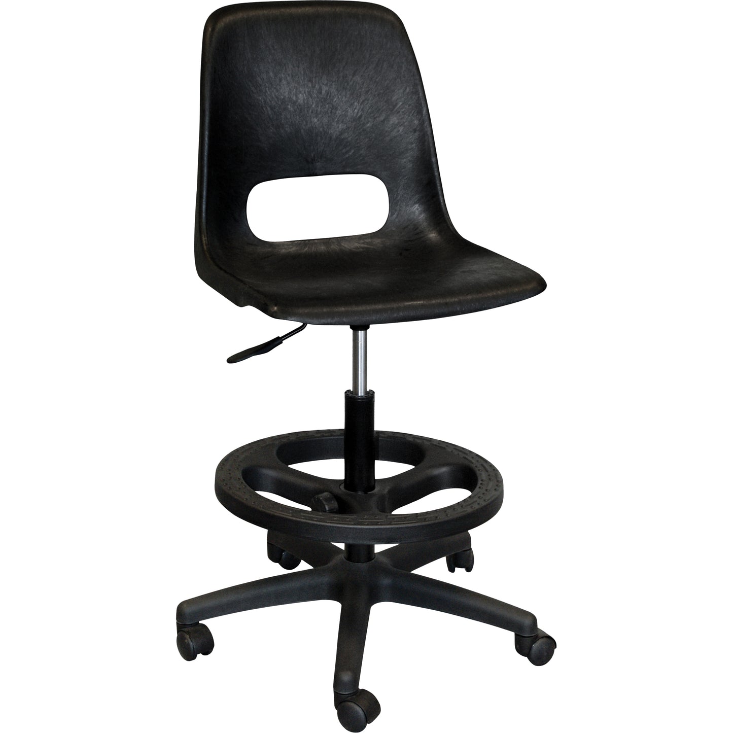 800 Series Classroom Stool with Back, Mobile, Adjustable, 21" - 28", Polypropylene Seat, Grey