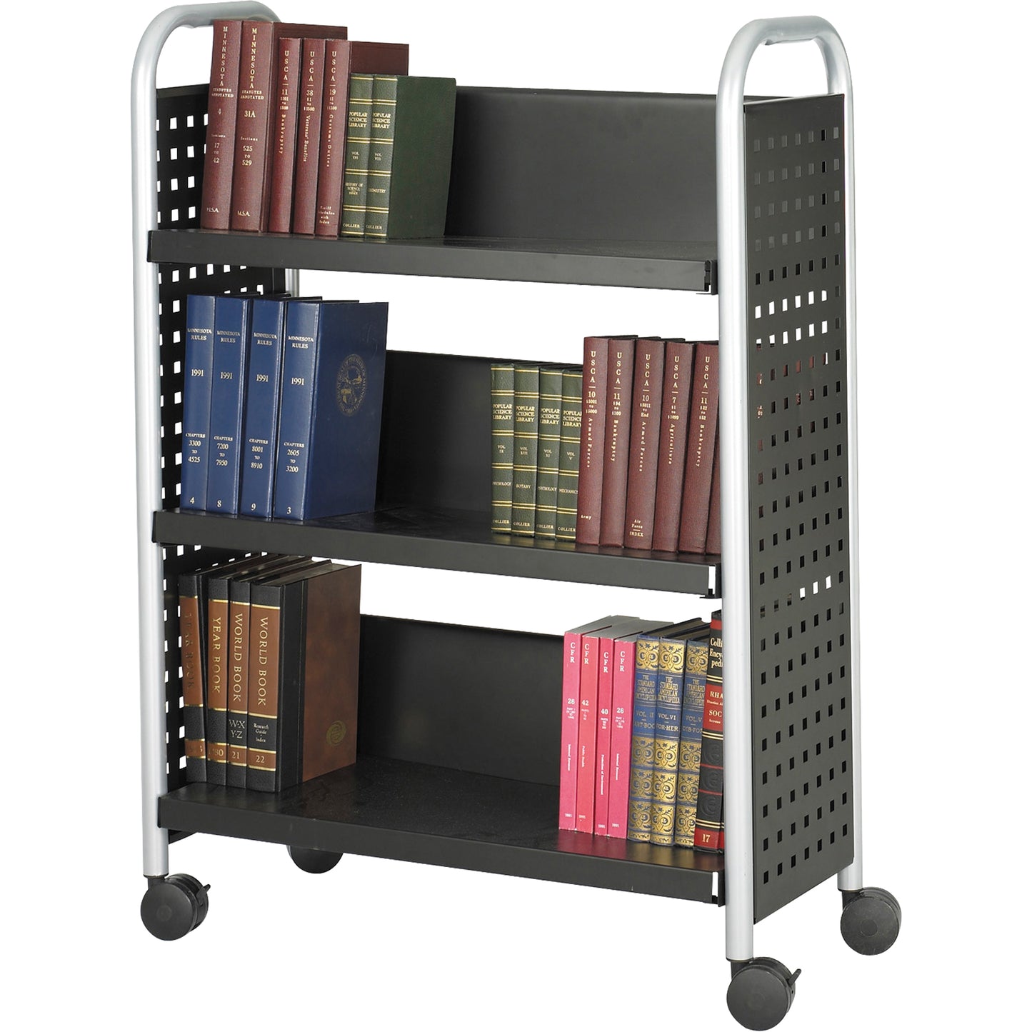 Scoot™ Book Carts, 200 lbs. Capacity, Black, 14-1/4" D x 33" L x 44-1/4" H, Steel