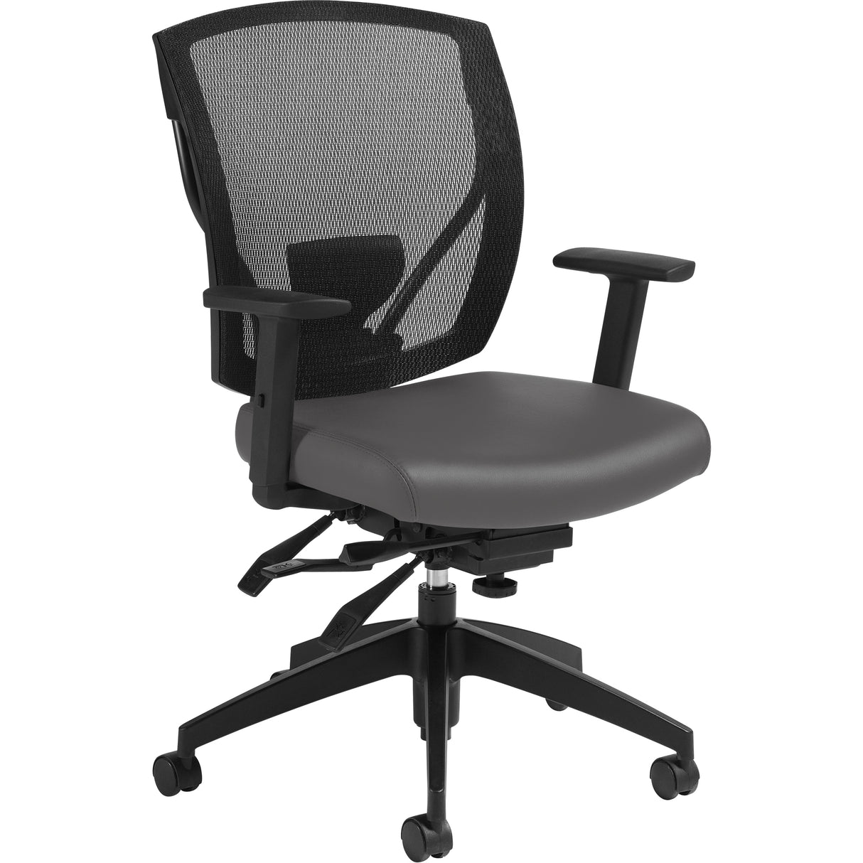 Multi-Tilter Arm Chairs, Vinyl, Charcoal, 300 lbs. Capacity
