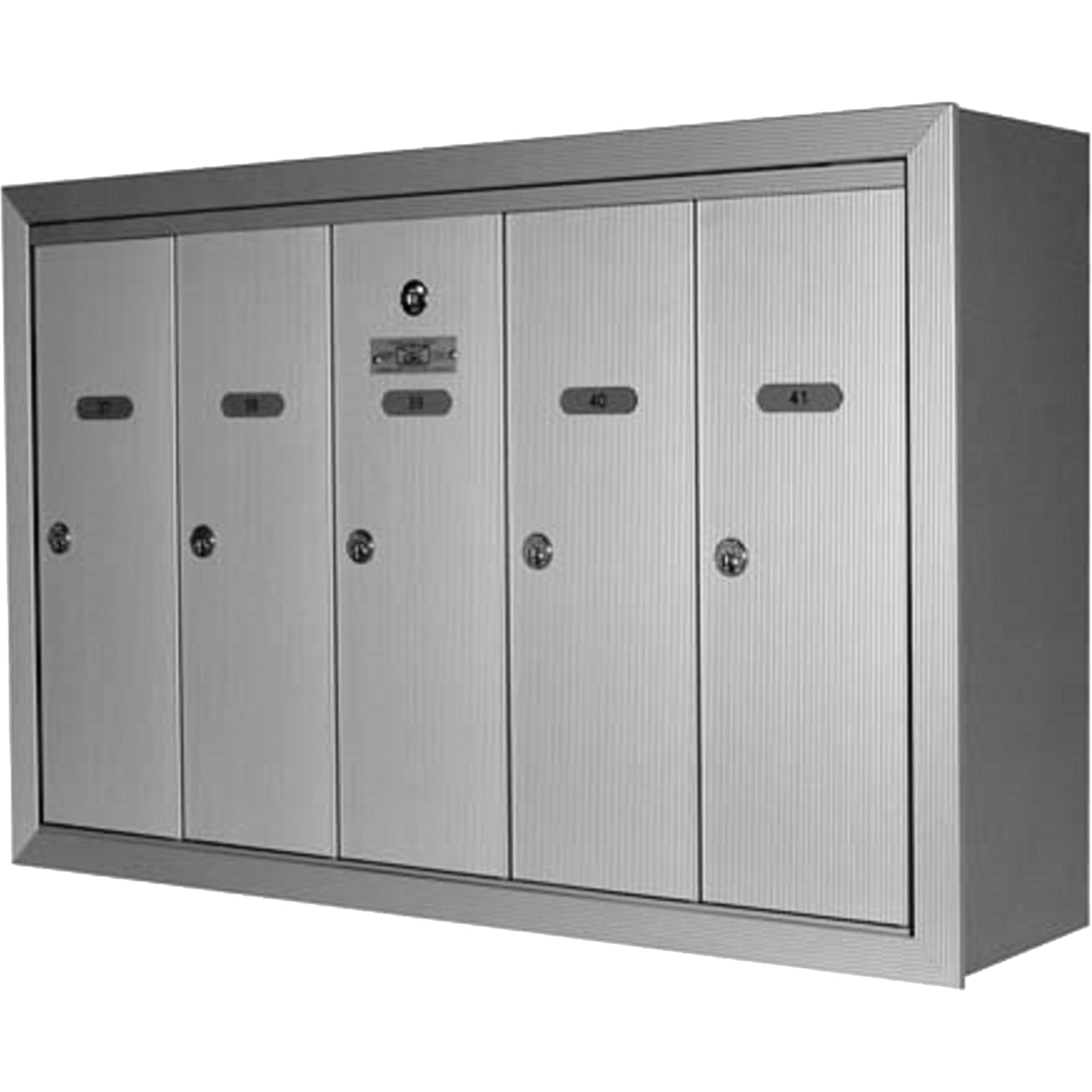 Single Deck Mailboxes, Wall -Mounted, 16" x 5-1/2", 5 Doors, Aluminum
