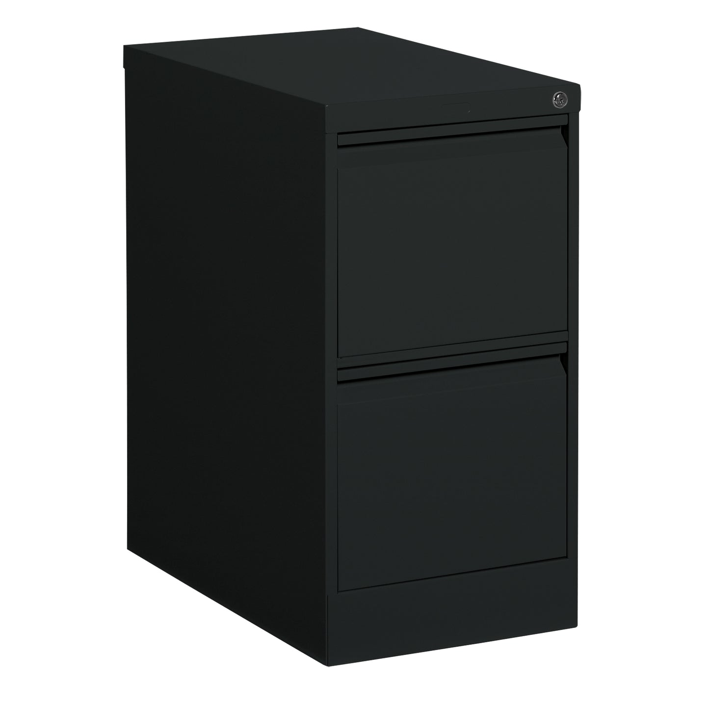 Vertical Filing Cabinet, Steel, 2 Drawers, 15-1/7" W x 25" D x 29" H, Black