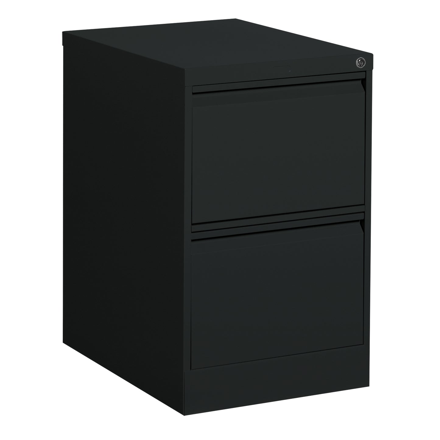 Vertical Filing Cabinet, Steel, 2 Drawers, 18-1/7" W x 25" D x 29" H, Black