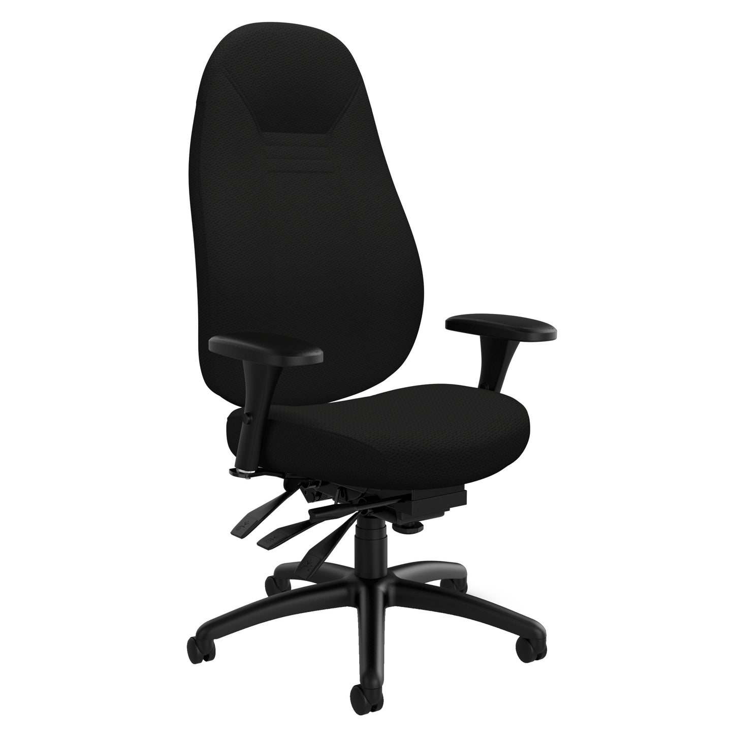 High Back Comfort Chair, Polyester, Black, 300 lbs. Capacity