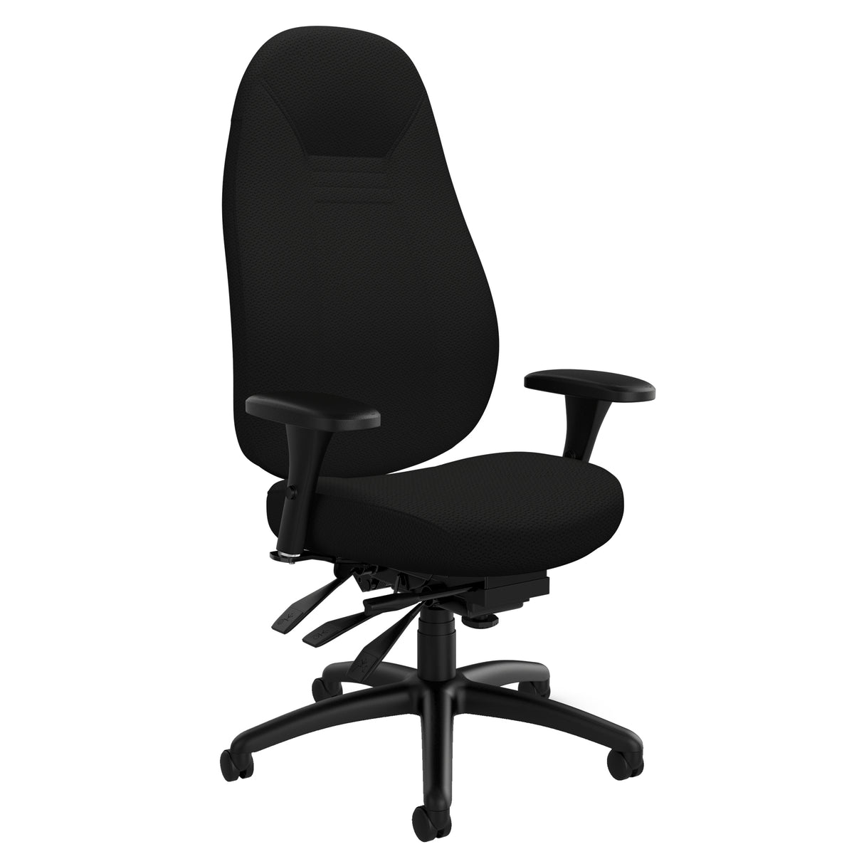 High Back Comfort Chair, Polyester, Black, 300 lbs. Capacity