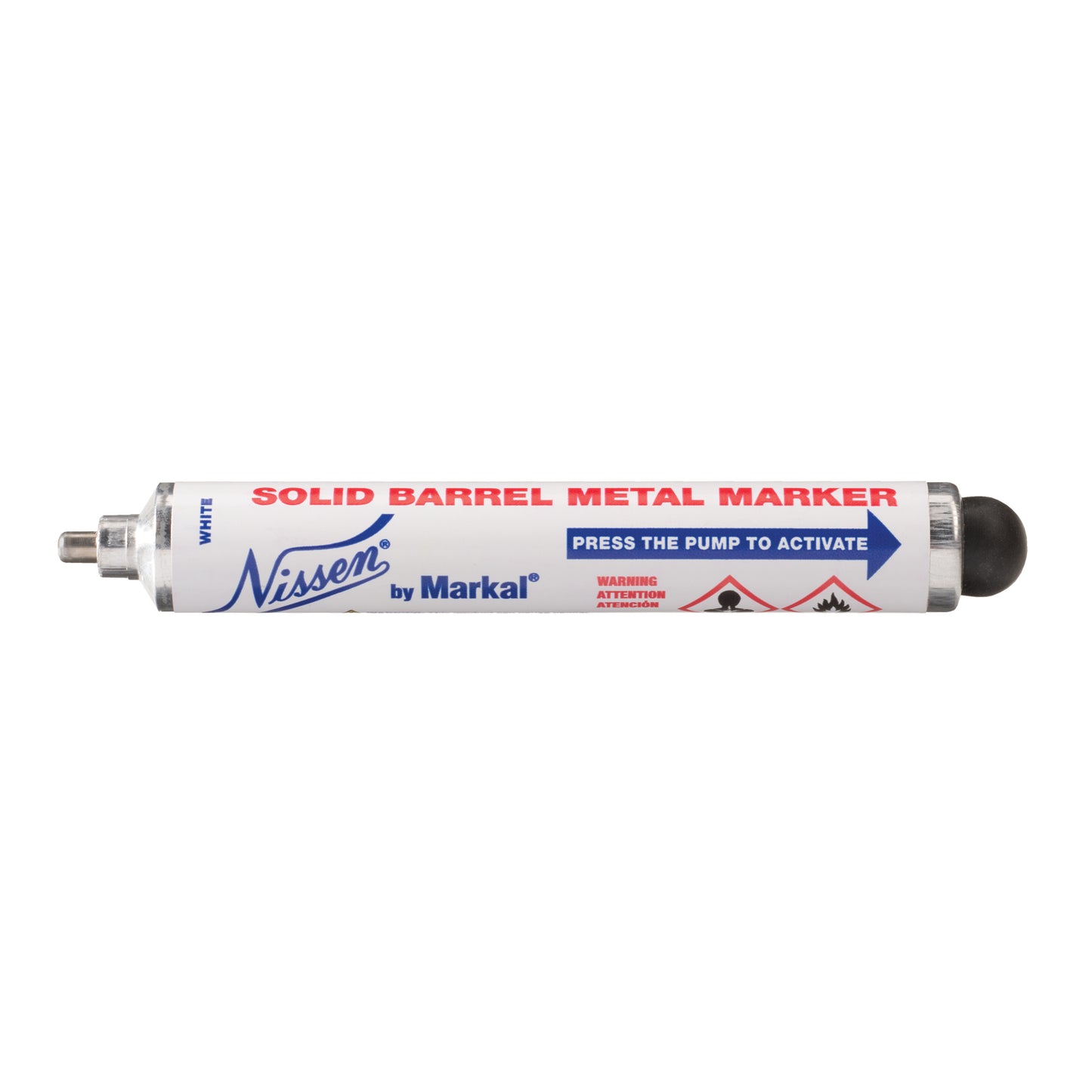 Nissen® Solid Barrel Metal Marker, Liquid, White