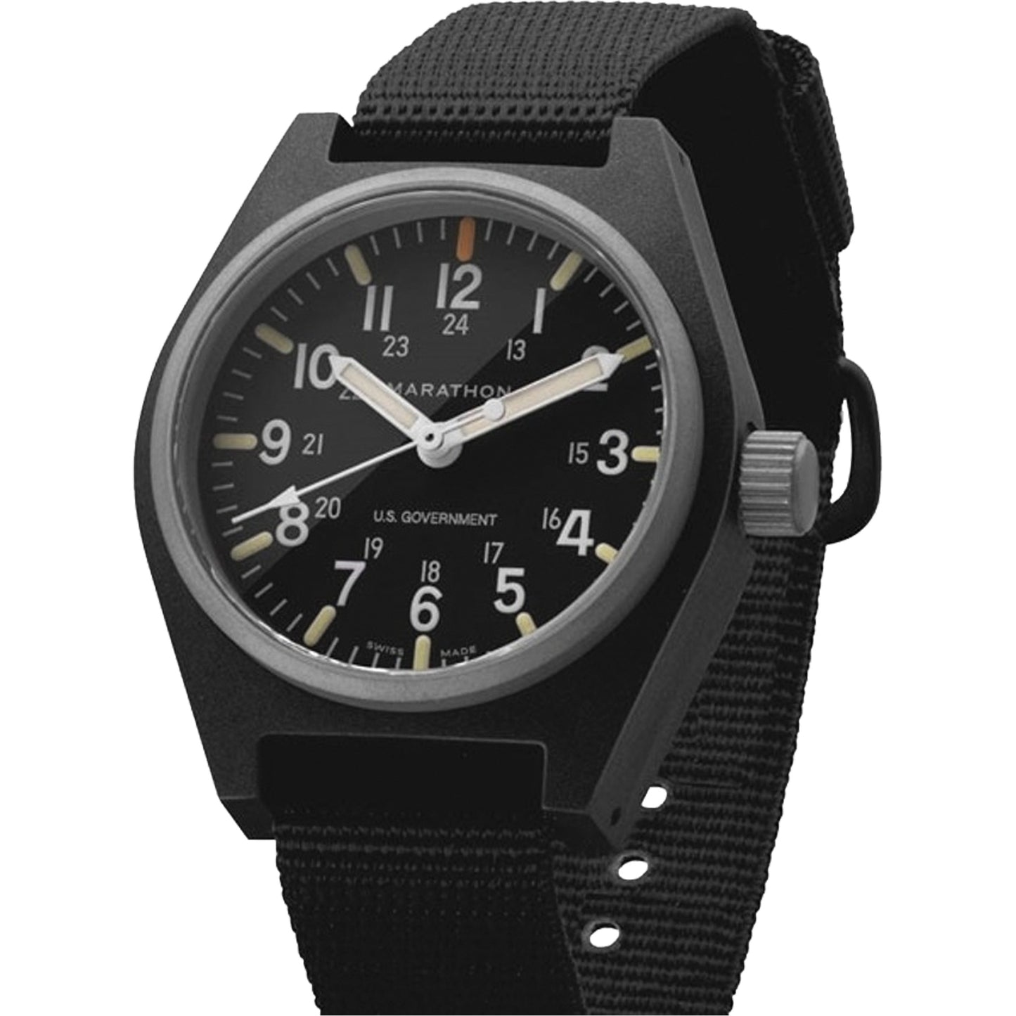 General Purpose Quartz with MaraGlo™ Watch, Analog, Battery Operated, 0.6" W x 1.3" D x 0.4" H, Black
