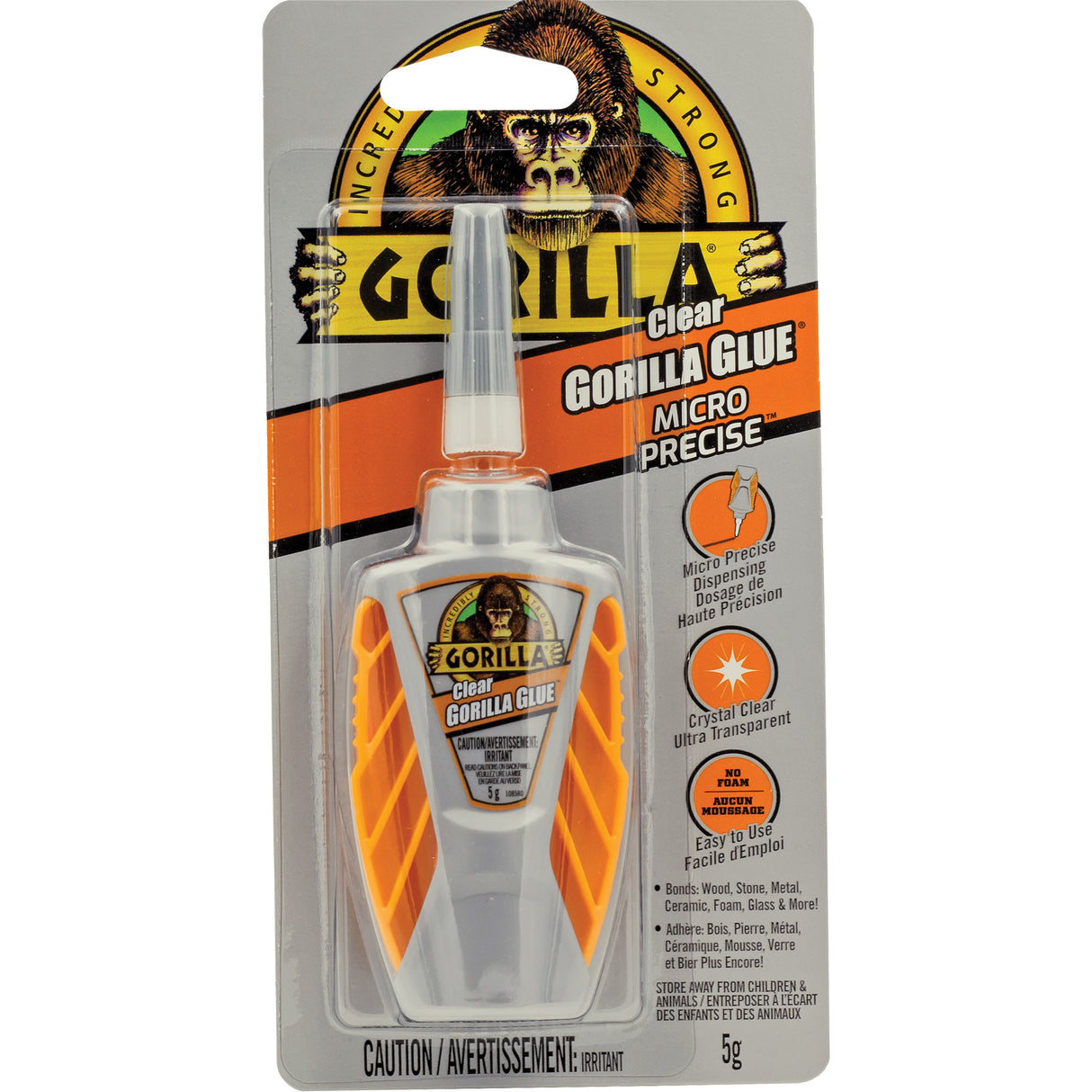 Gorilla Glue® Micro Precise™ Glue, 5 g, Squeeze Bottle, Clear