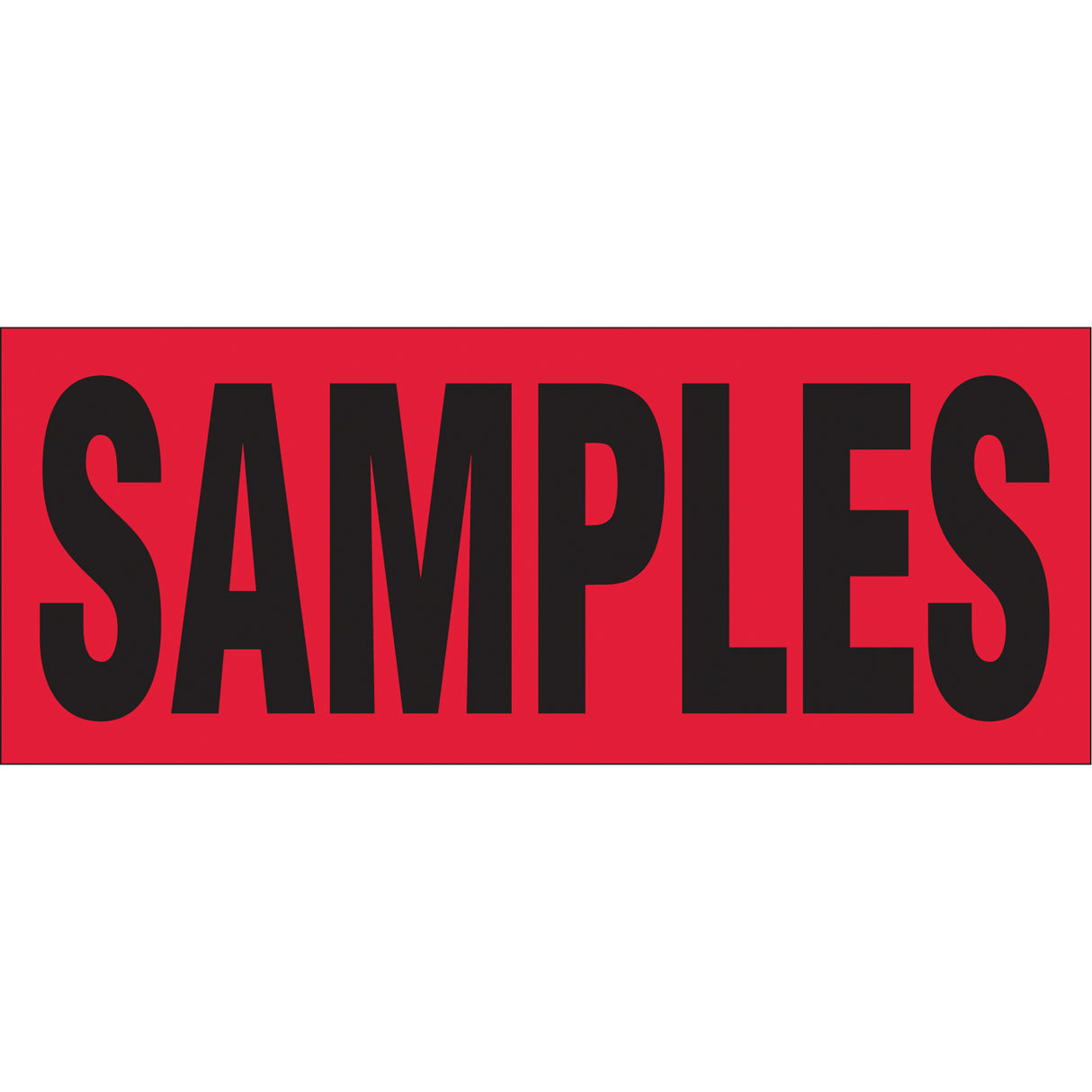 "Samples" Special Handling Labels, 5" L x 2" W, Black on Red