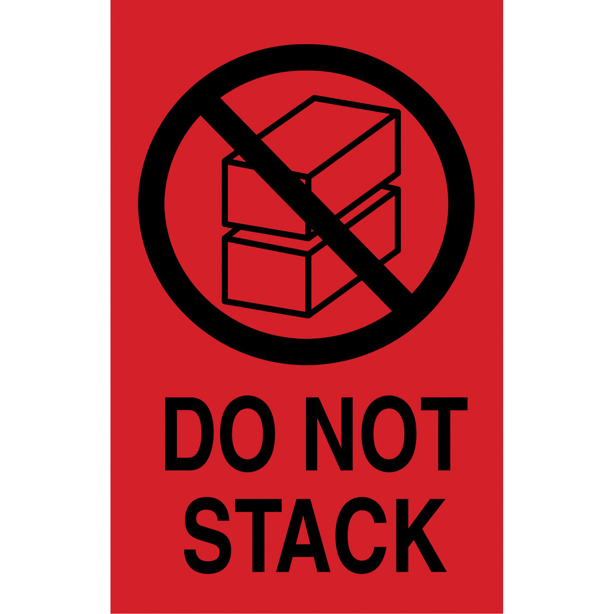 "Do Not Stack" International Shipping Labels, 6" L x 4" W, Black on Red