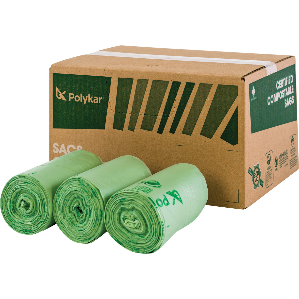 Certified Compostable Bags, Regular, 60" L x 48" W, Clear, 245 L (65 Gal.) Capacity