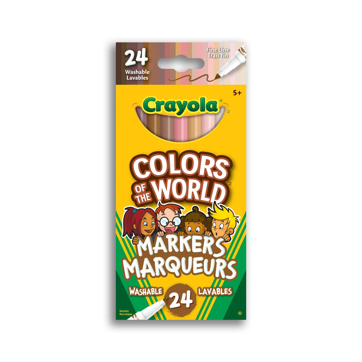 Crayola Colors of the World Fine Line Markers, 24 Count (Case of 4)