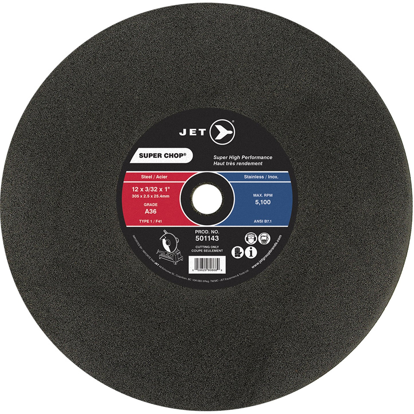 Super Chop® Cut-Off Wheel, 14" x 3/32", 1" Arbor, Type 1/F41, Aluminum Oxide, 4400 RPM