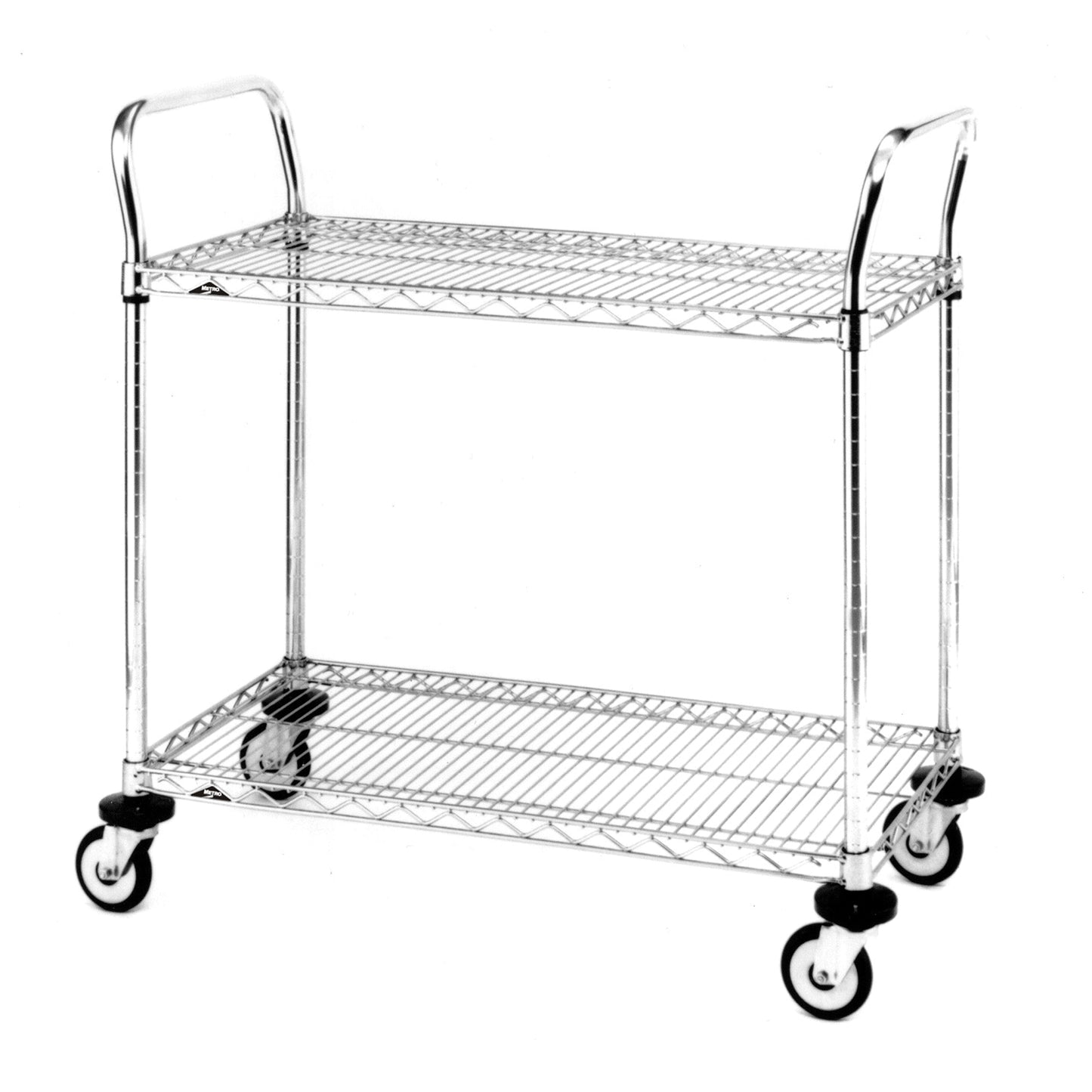 Standard-Duty Utility Cart With Wire Shelves, Chrome Plated, 24" x 39" x 24", 375 lbs. Capacity