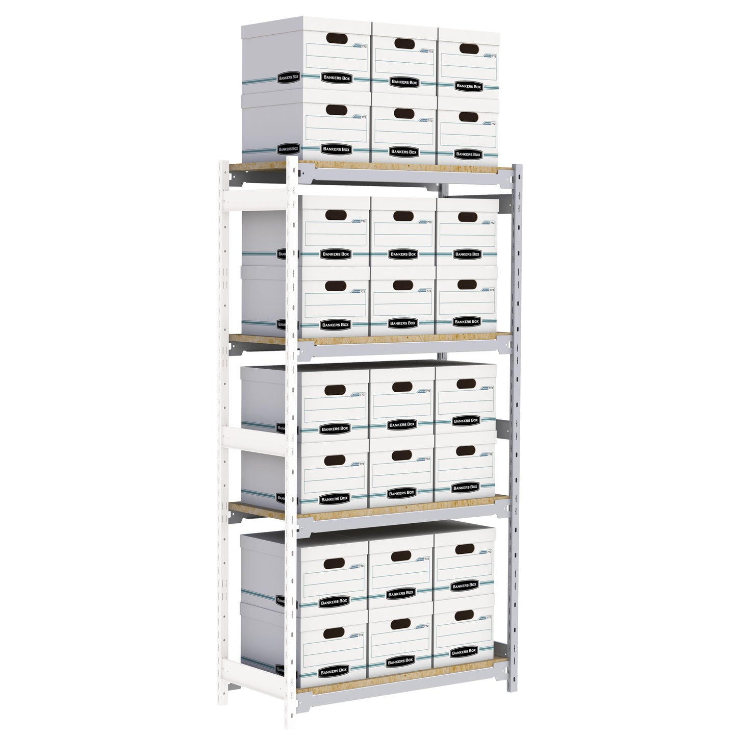 Wide Span Record Storage Shelving, Steel, 4 Shelves, 42" W x 18" D x 84" H, Add-On Kit