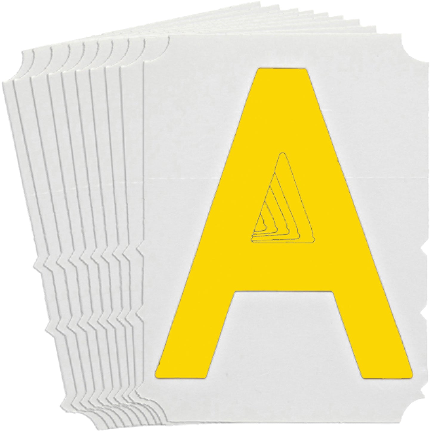Brady Quick-Align® Individual Gothic Number and Letter Labels, A, 4" H, Yellow