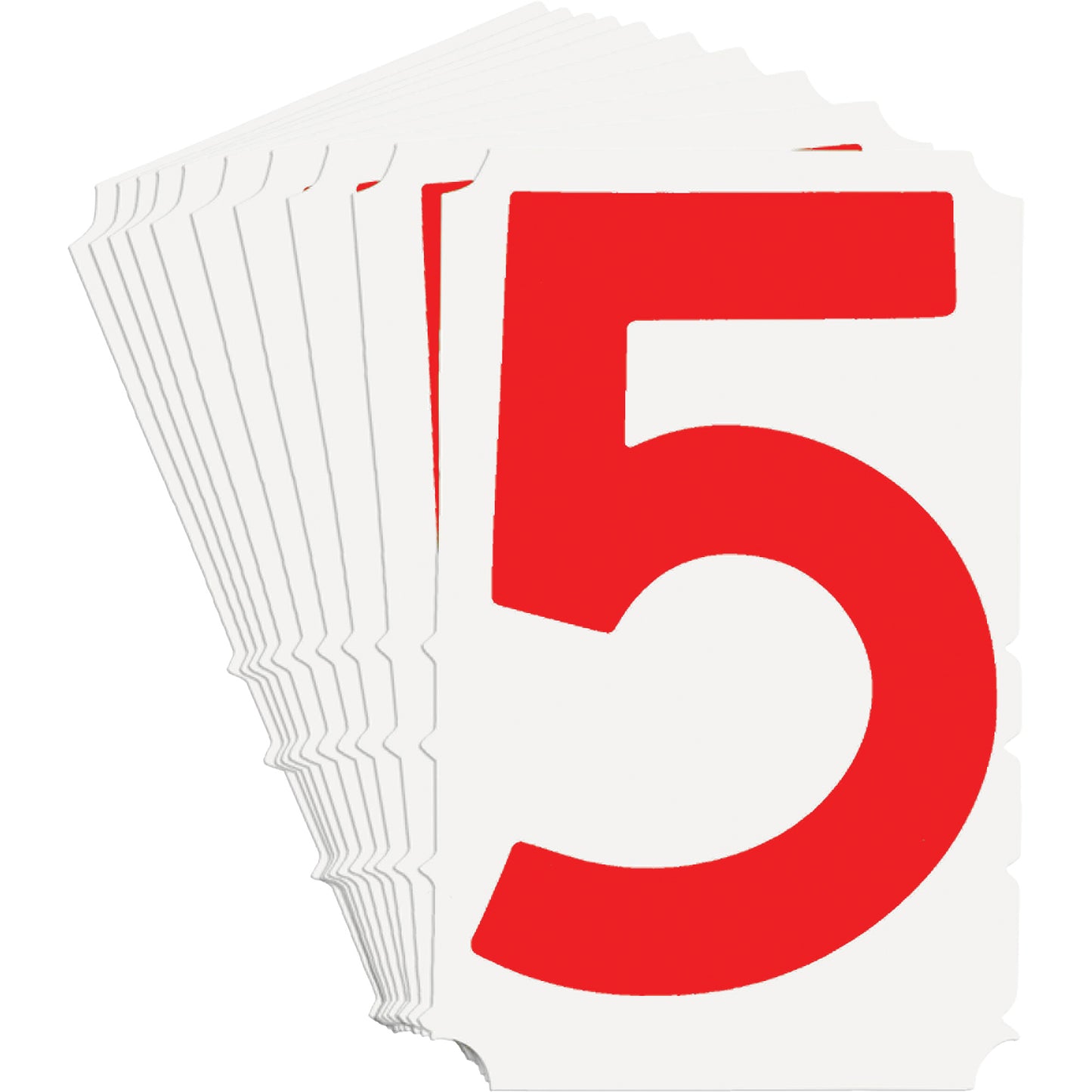 Brady Quick-Align® Individual Gothic Number and Letter Labels, 5, 4" H, Red