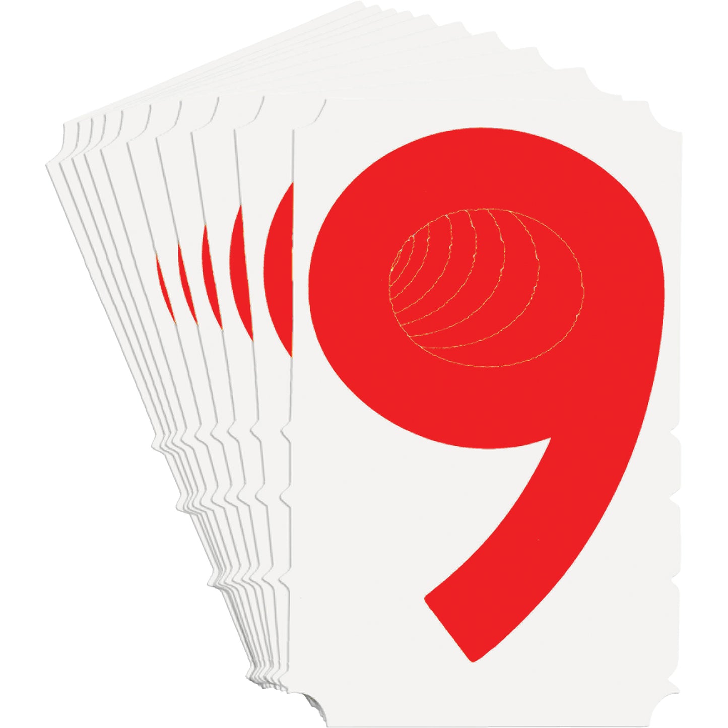 Brady Quick-Align® Individual Gothic Number and Letter Labels, 9, 4" H, Red