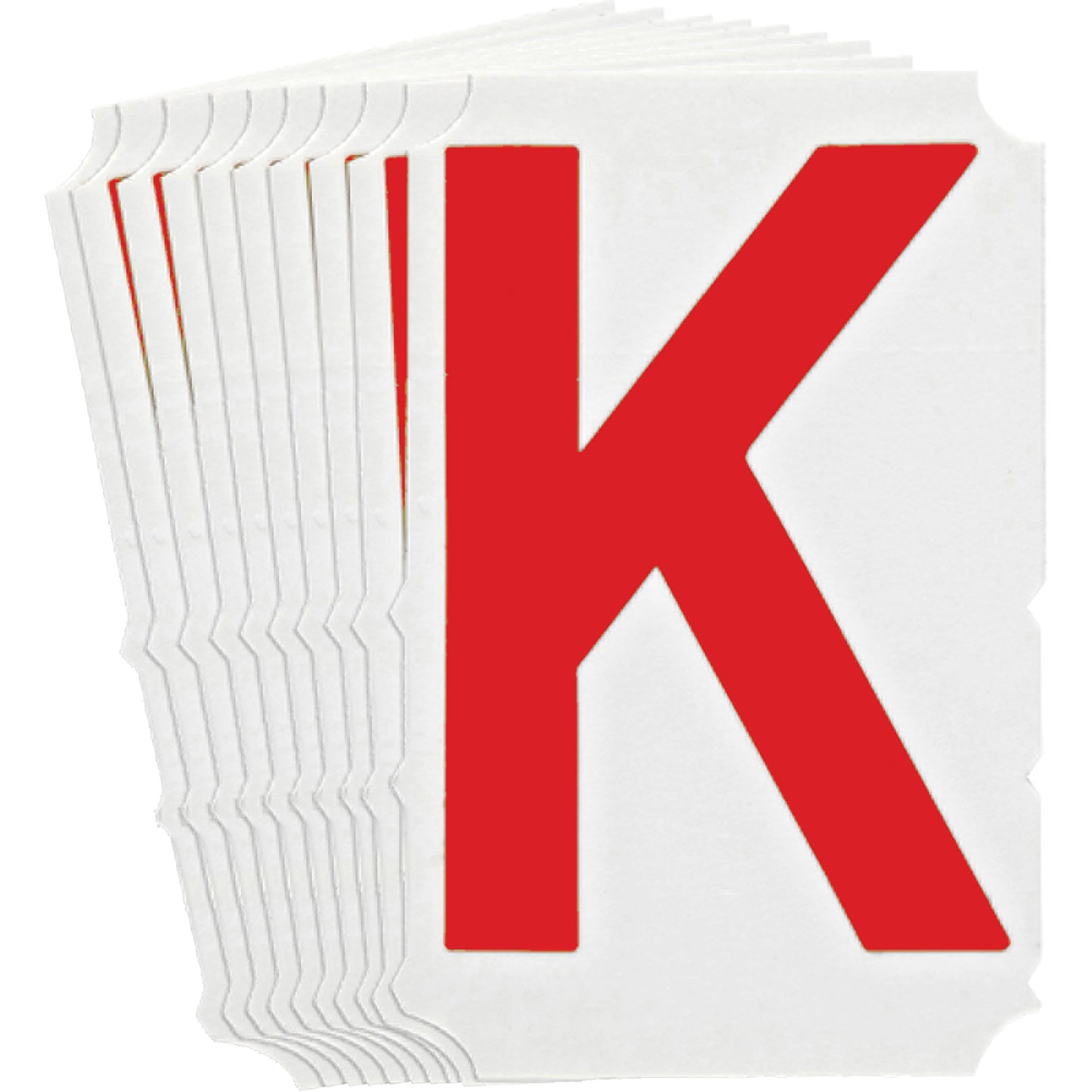 Brady Quick-Align®Individual Gothic Number and Letter Labels, K, 4" H, Red