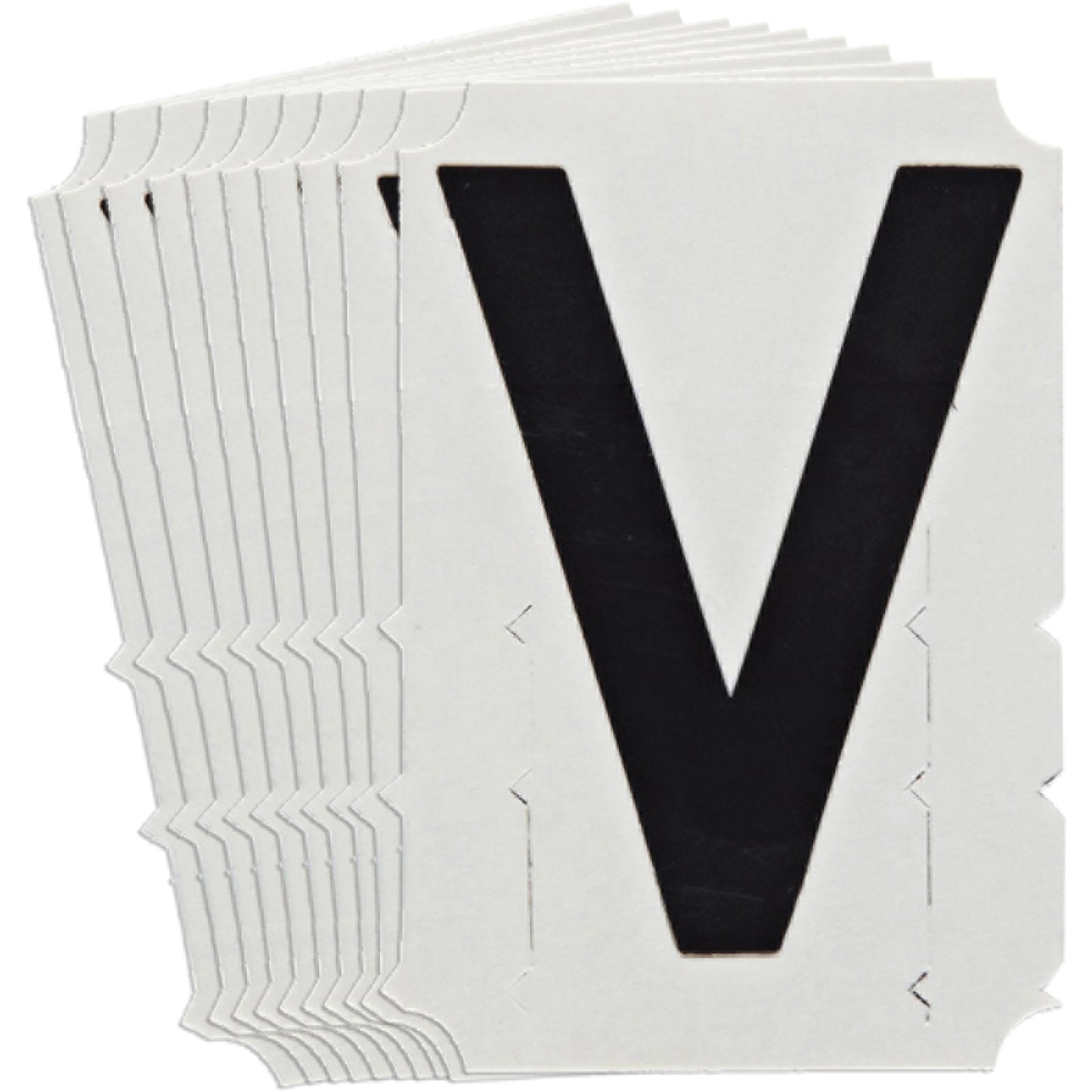 Brady Quick-Align® Individual Gothic Number & Letter Labels, V, 6" H, Black