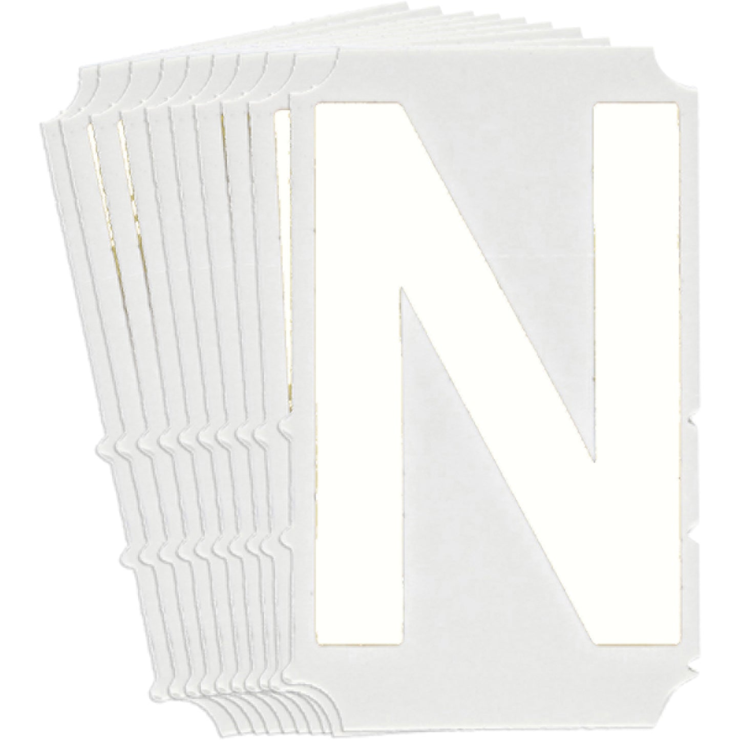 Brady Quick-Align® Individual Gothic Number & Letter Labels, N, 6" H, White
