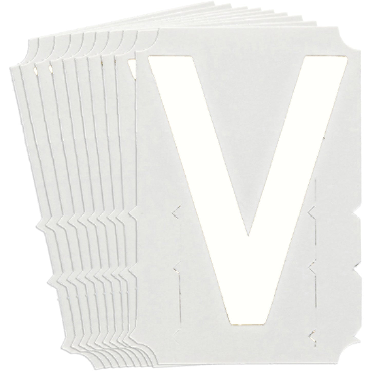 Brady Quick-Align® Individual Gothic Number & Letter Labels, V, 6" H, White