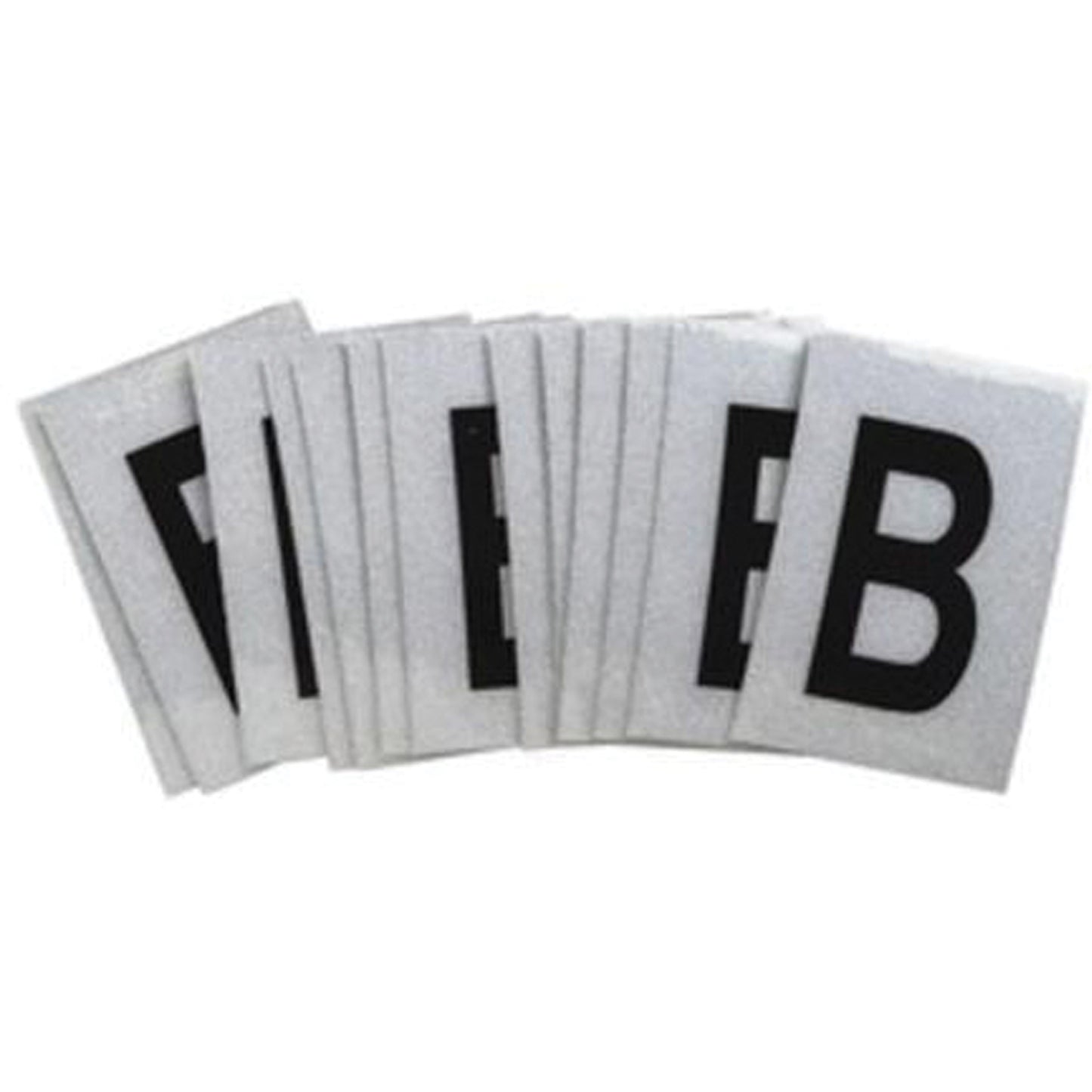 Brady Reflective Individual Number and Letter Labels, B, 1" H, Black on Silver