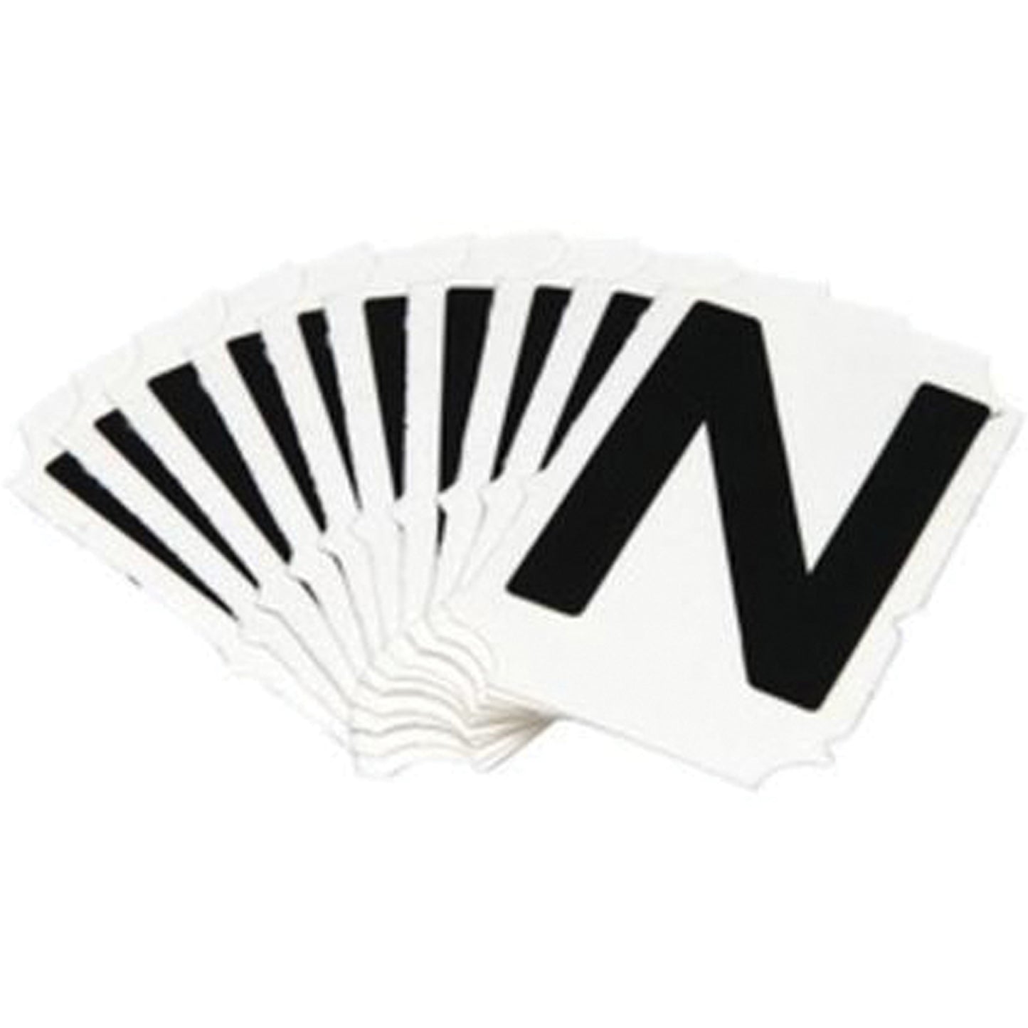 Brady Reflective Individual Number & Letter Labels, N, 1" H, Black on Silver