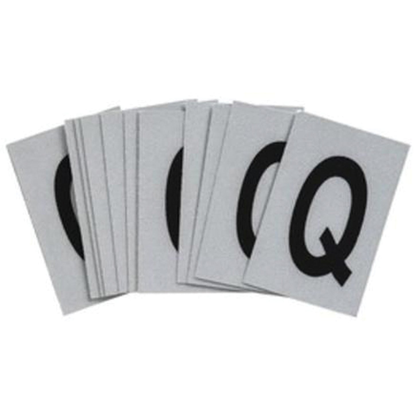 Brady Reflective Individual Number & Letter Labels, Q, 1" H, Black on Silver