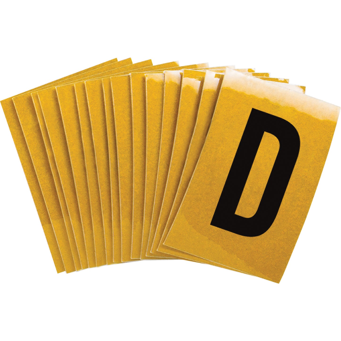Brady Reflective Individual Number and Letter Labels, D, 1" H, Black on Yellow