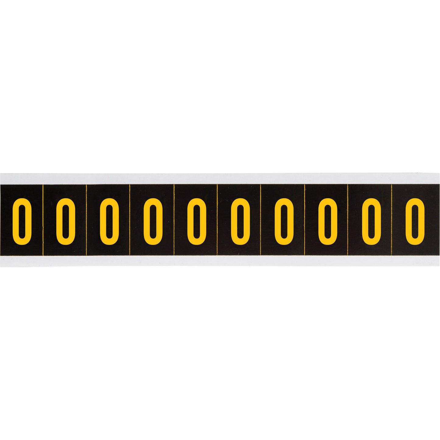 Brady Individual Number and Letter Labels, 0, 2" H, Yellow on Black